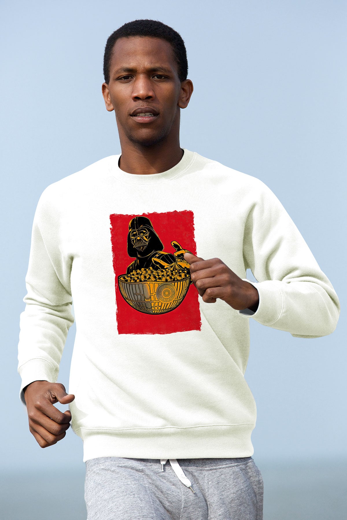Star Wars (Dart Vader) Baskılı Beyaz Unisex Sweatshirt