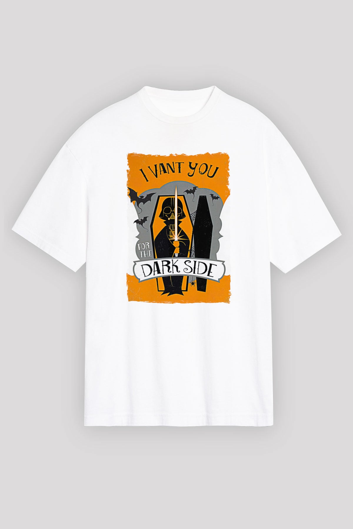 Star Wars (Dart Vader) Baskılı Beyaz Unisex Oversize Tişört - Tshirt