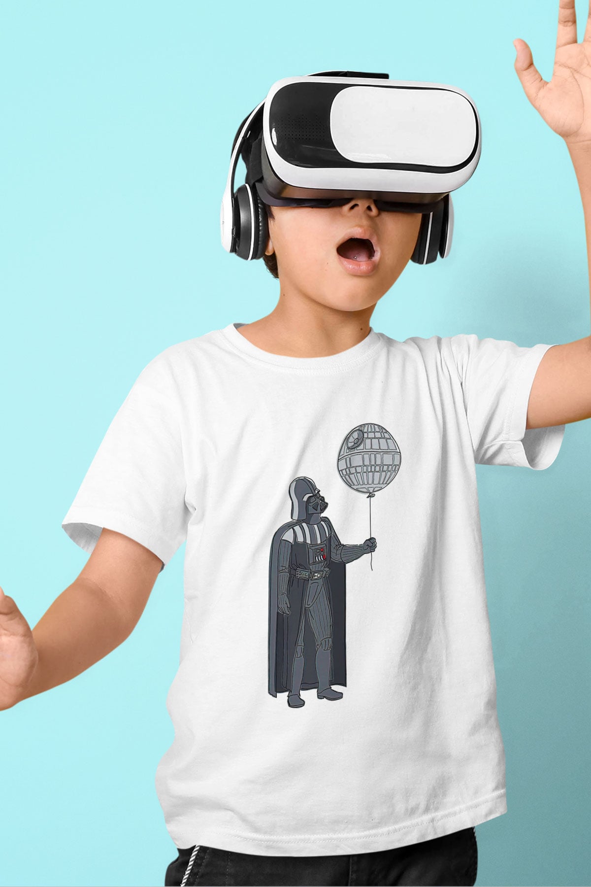 Star Wars (Dart Vader) Baskılı Beyaz Unisex Beyaz Çocuk Tişört - Tshirt