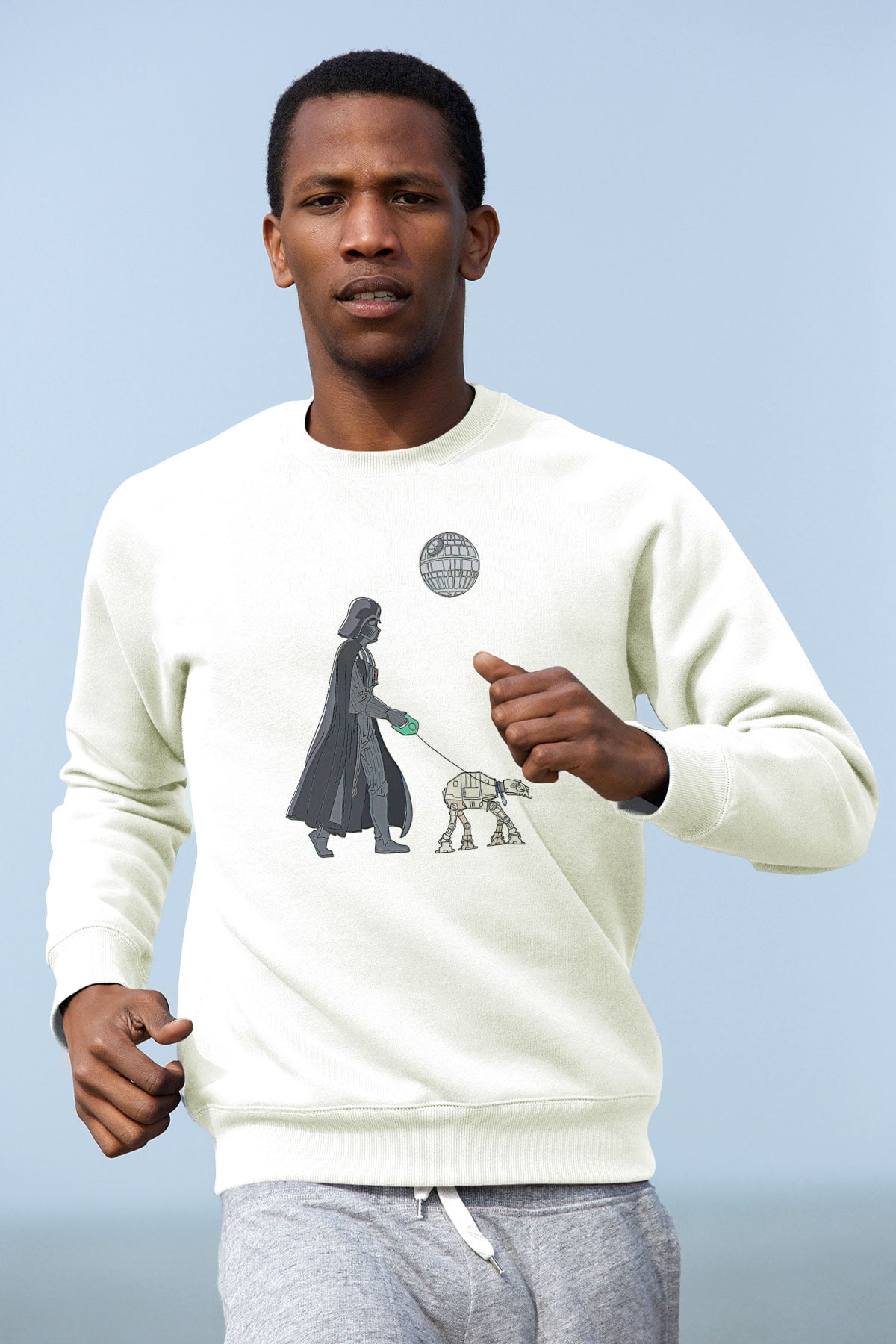 Star Wars (Dart Vader) Baskılı Beyaz Unisex Sweatshirt