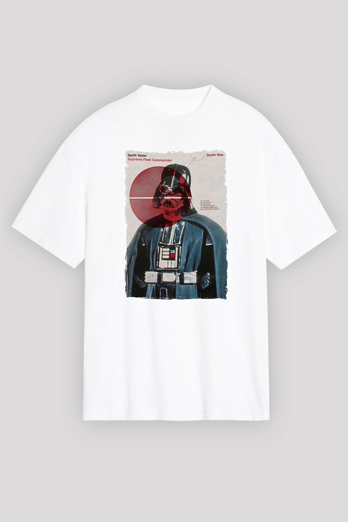 Star Wars (Dart Vader) Baskılı Beyaz Unisex Oversize Tişört - Tshirt