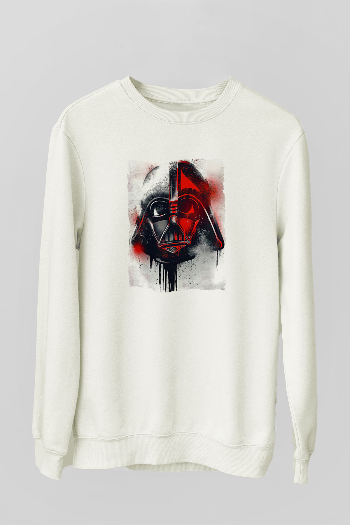 Star Wars (Dart Vader) Baskılı Beyaz Unisex Sweatshirt