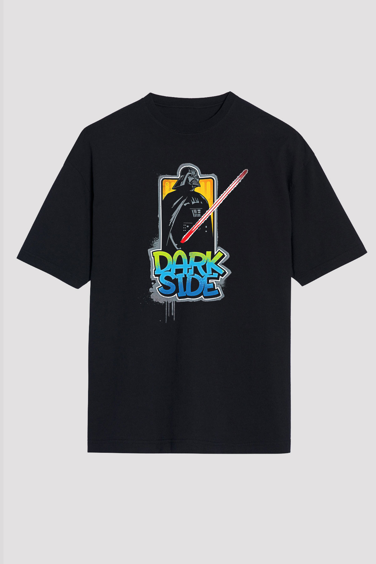 Star Wars (Dart Vader) Baskılı Unisex Siyah Oversize Tişört - Tshirt