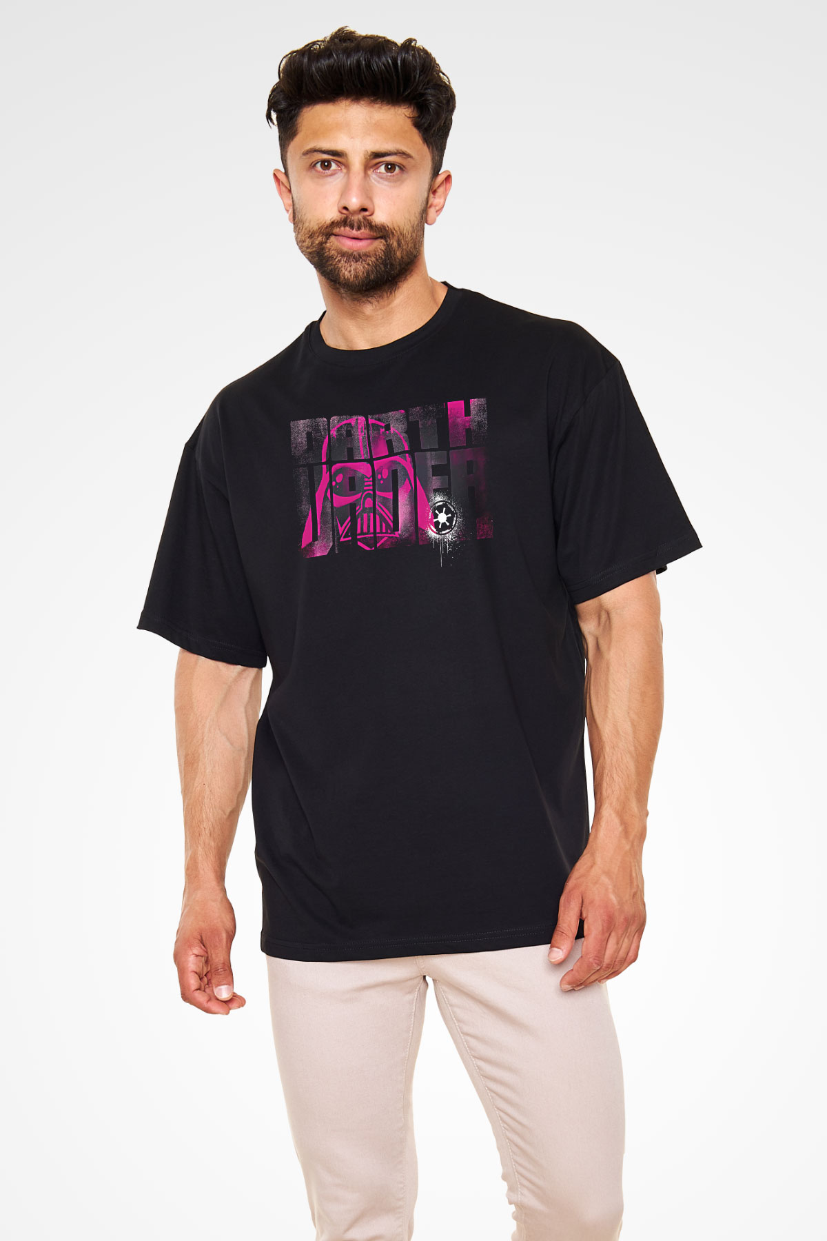 Star Wars (Dart Vader) Baskılı Unisex Siyah Oversize Tişört - Tshirt