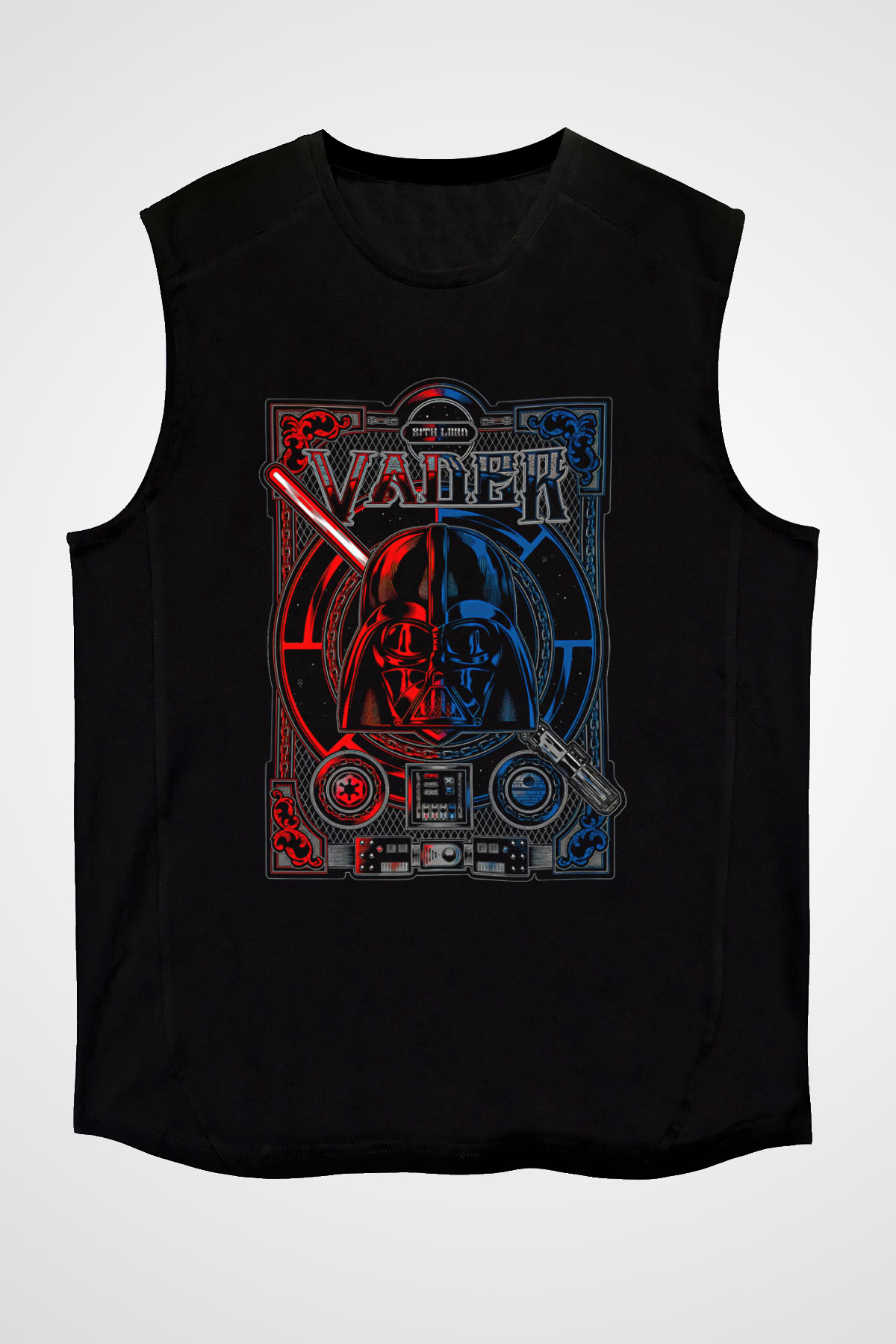 Star Wars (Dart Vader) Baskılı Unisex Siyah Kolsuz Tişört - Tshirt