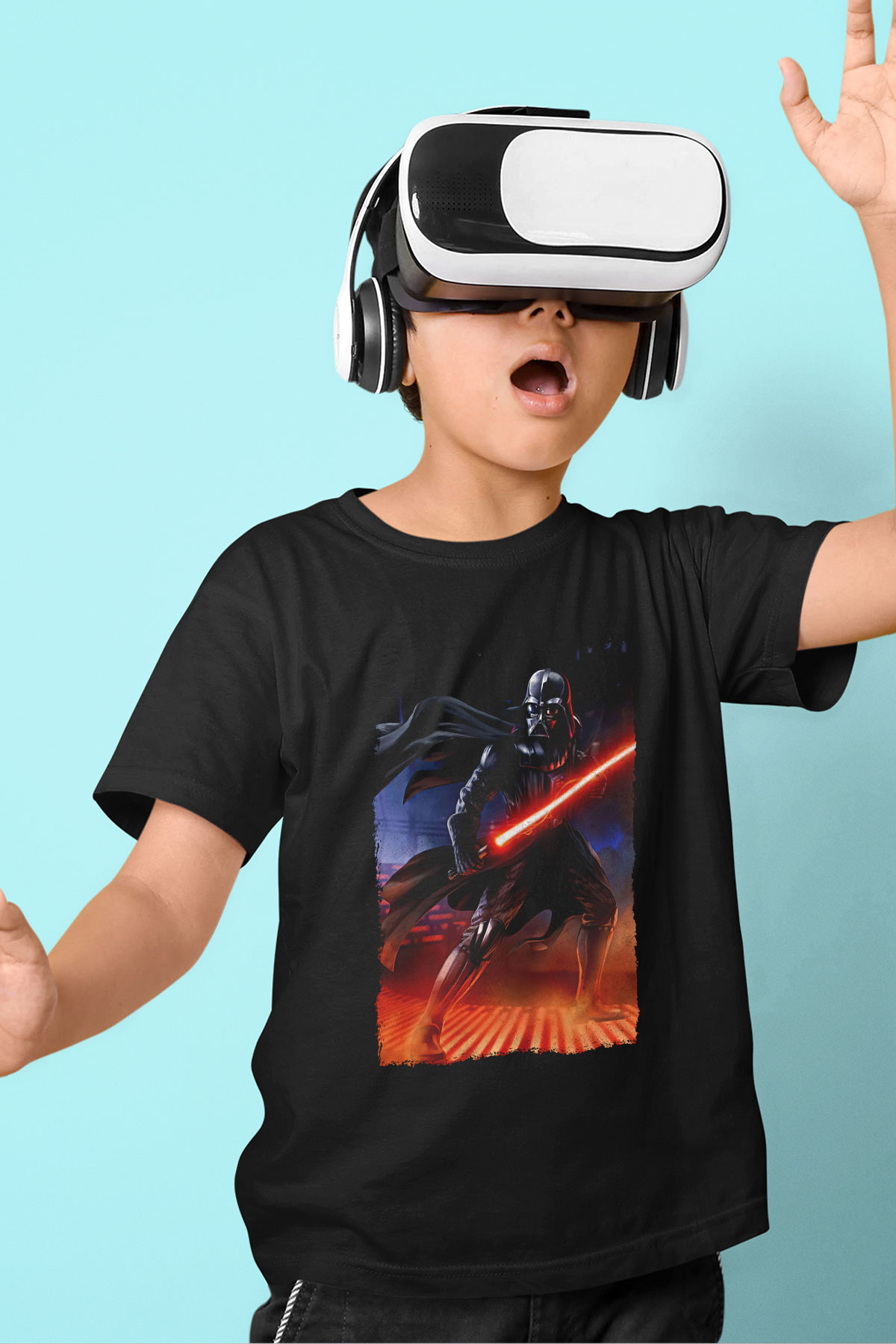 Star Wars (Dart Vader) Baskılı Unisex Siyah Çocuk Tişört - Tshirt