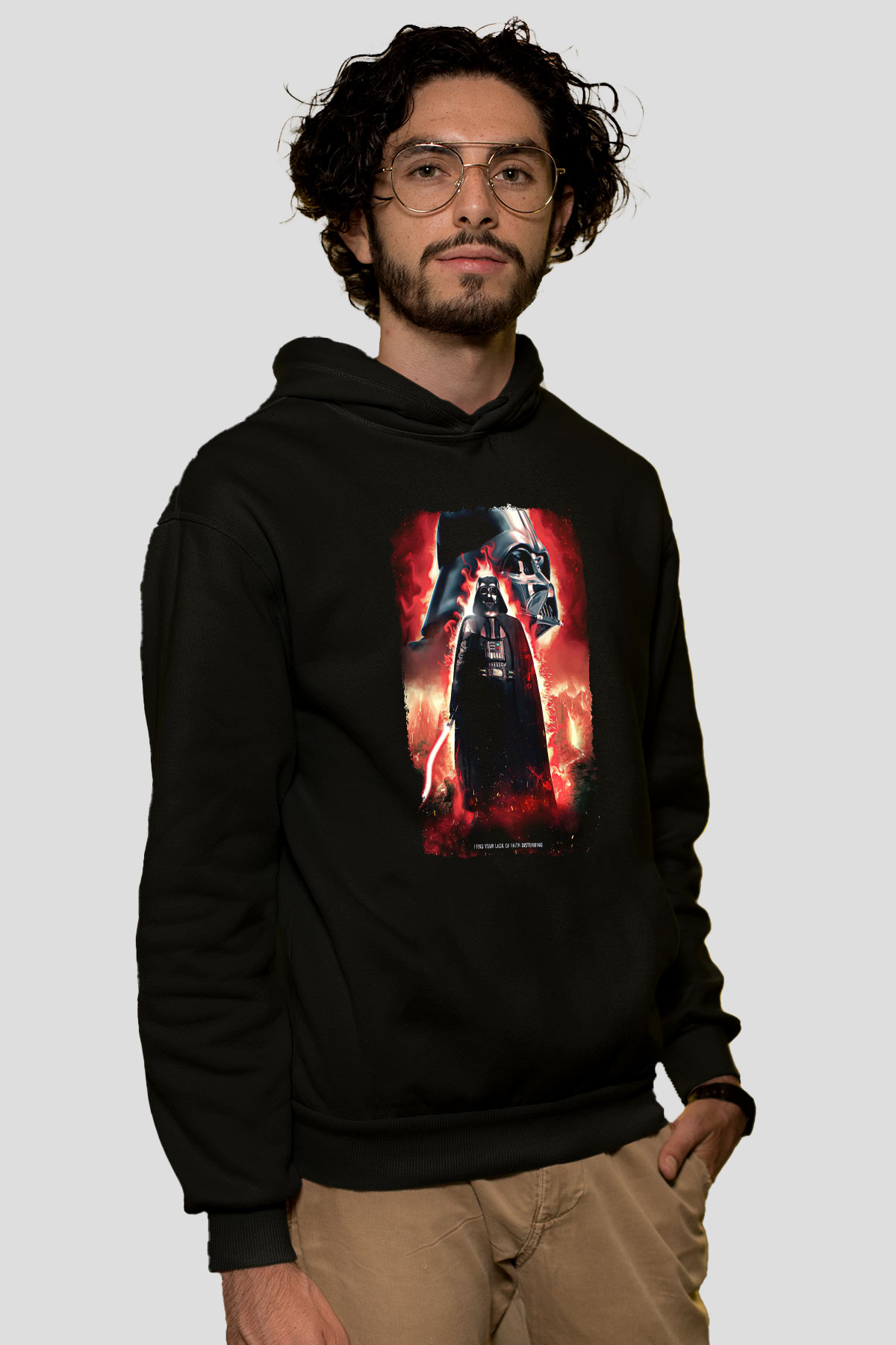 Star Wars (Dart Vader) Baskılı Unisex Siyah Hoodie
