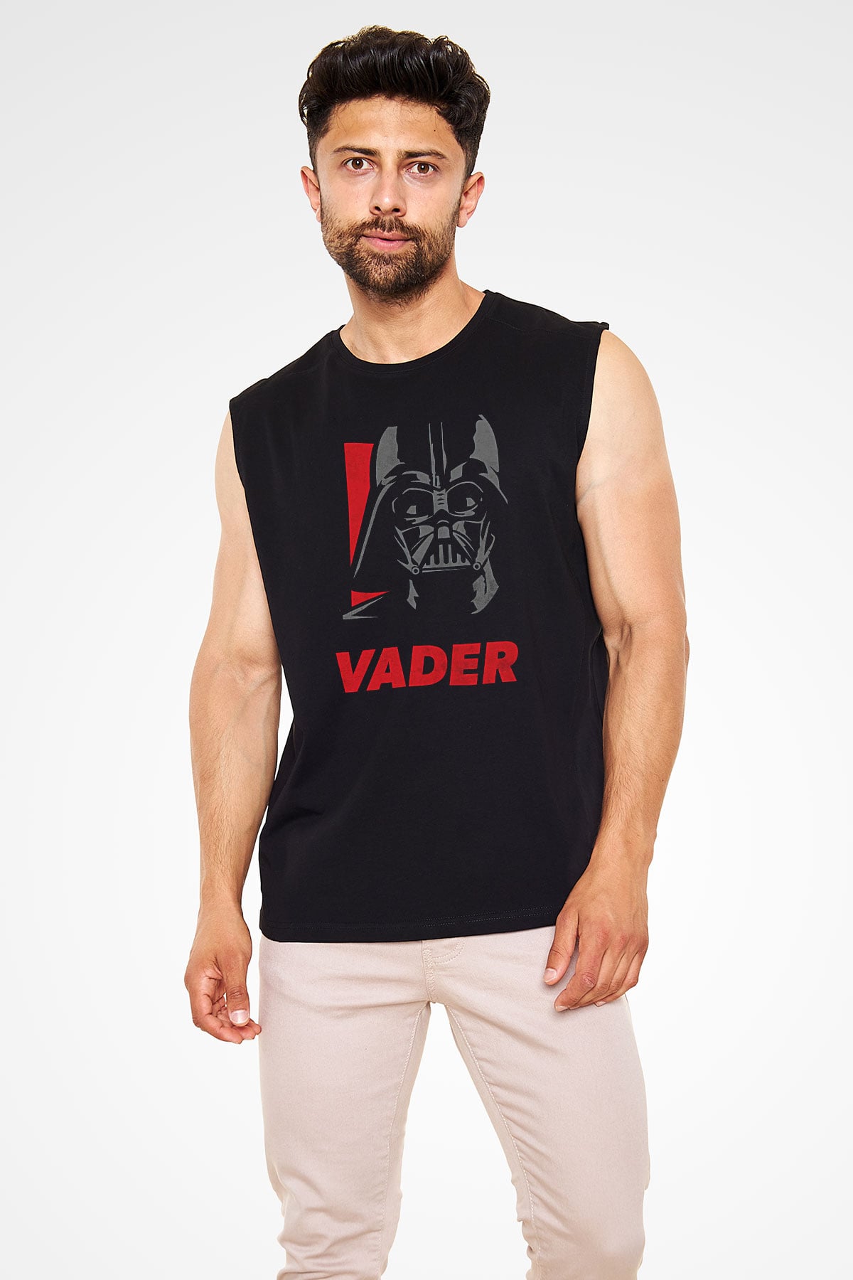 Star Wars (Dart Vader) Baskılı Unisex Siyah Kolsuz Tişört - Tshirt