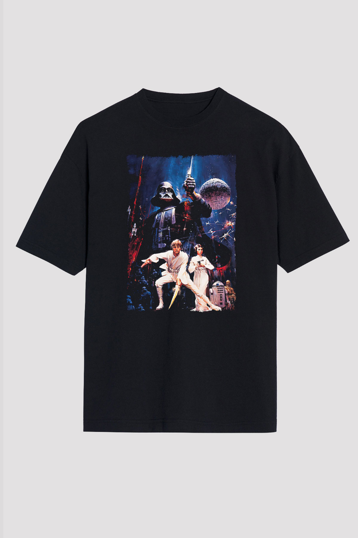 Star Wars (Dart Vader) Baskılı Unisex Siyah Oversize Tişört - Tshirt