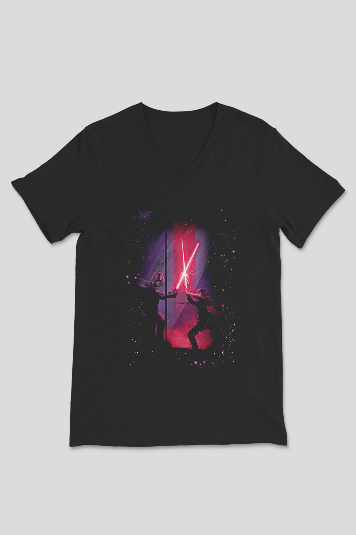 Star Wars (Dart Vader) Baskılı Unisex Siyah V Yaka Tişört - Tshirt
