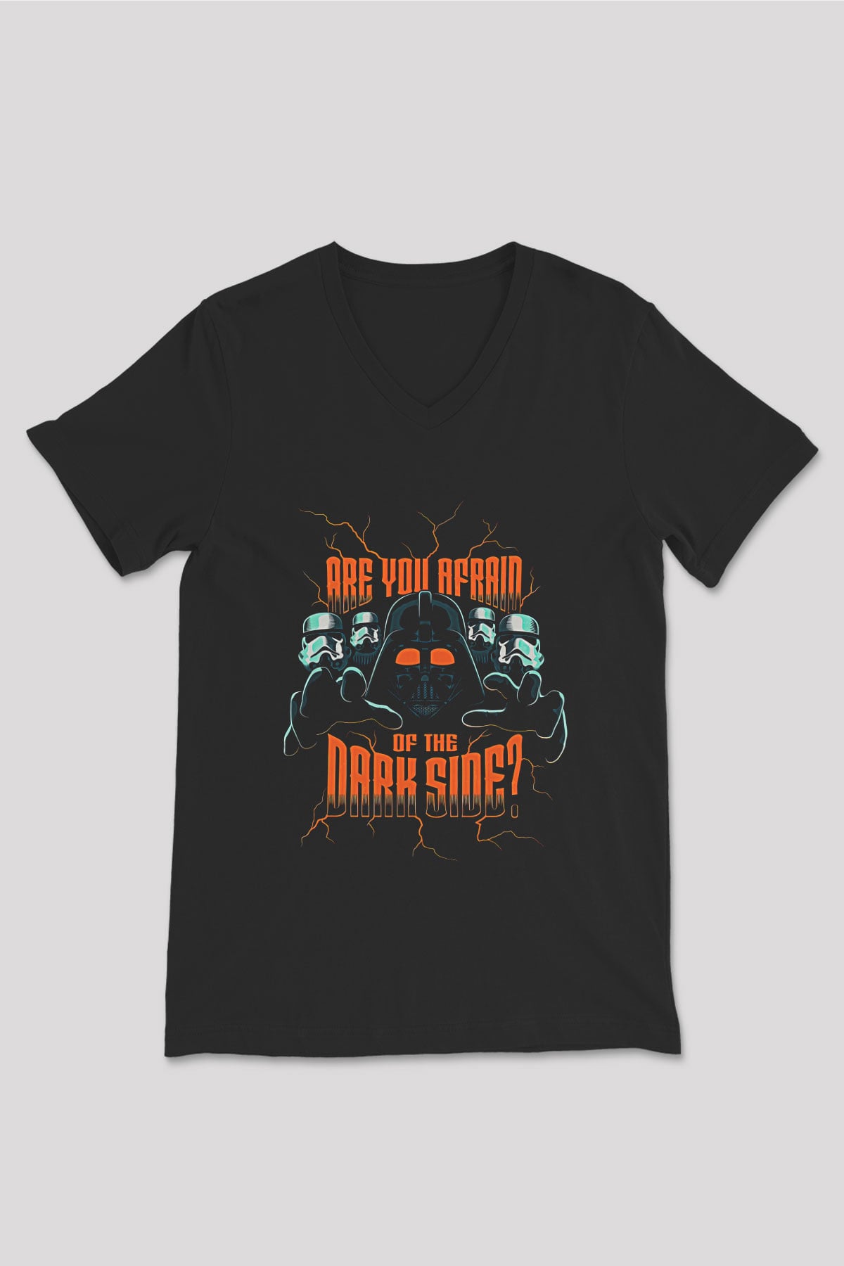 Star Wars (Dart Vader) Baskılı Unisex Siyah V Yaka Tişört - Tshirt