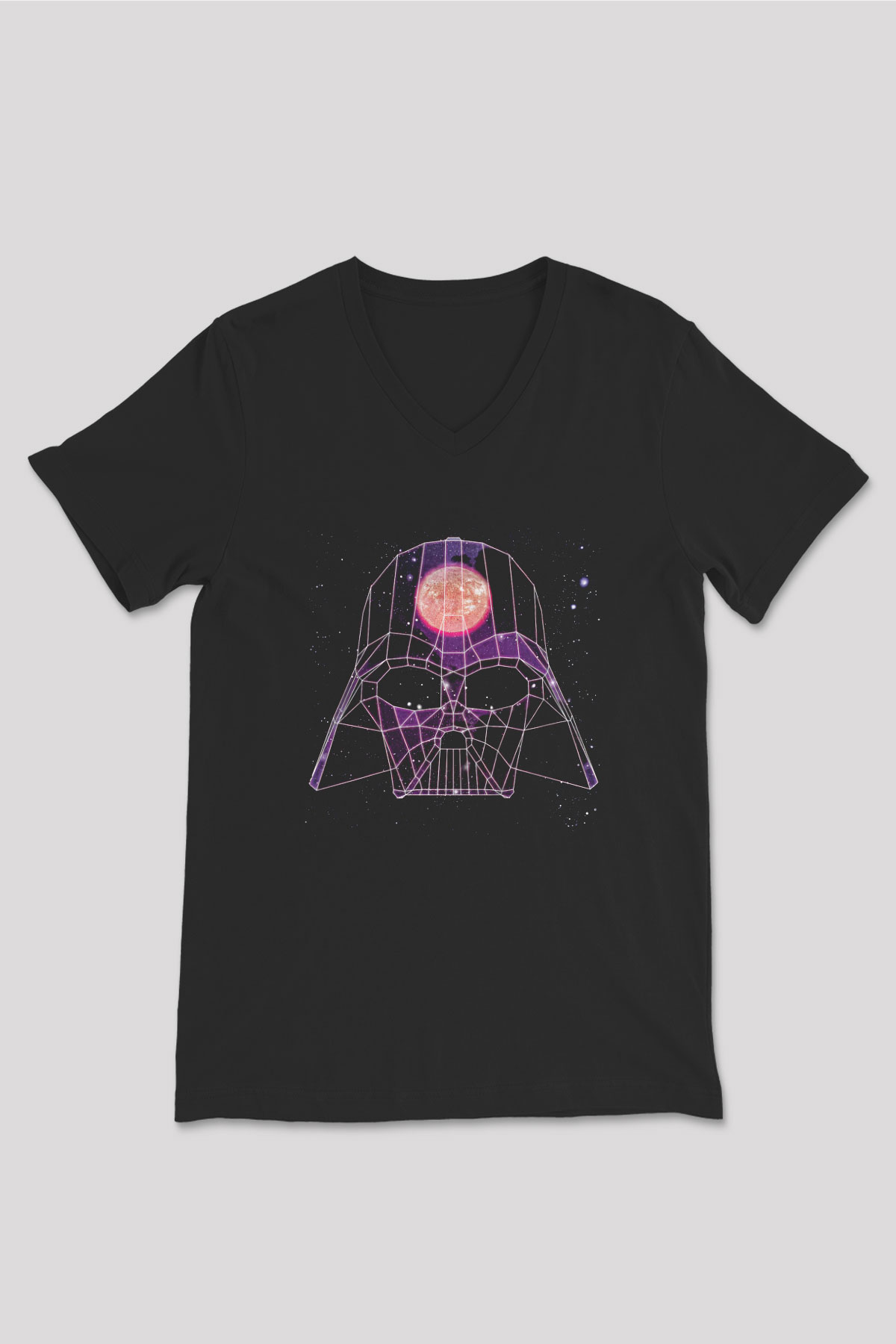 Star Wars (Dart Vader) Baskılı Unisex Siyah V Yaka Tişört - Tshirt