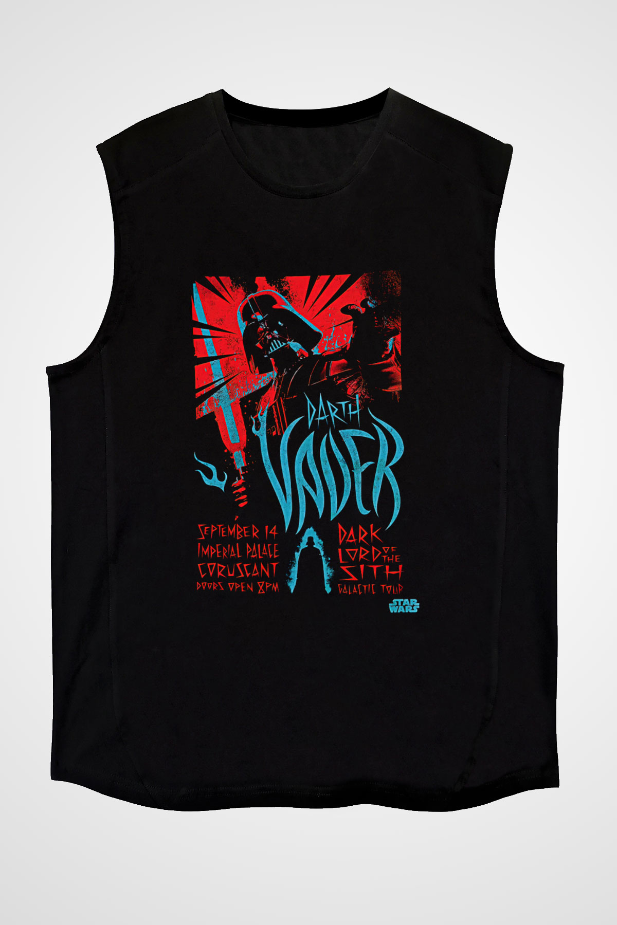 Star Wars (Dart Vader) Baskılı Unisex Siyah Kolsuz Tişört - Tshirt