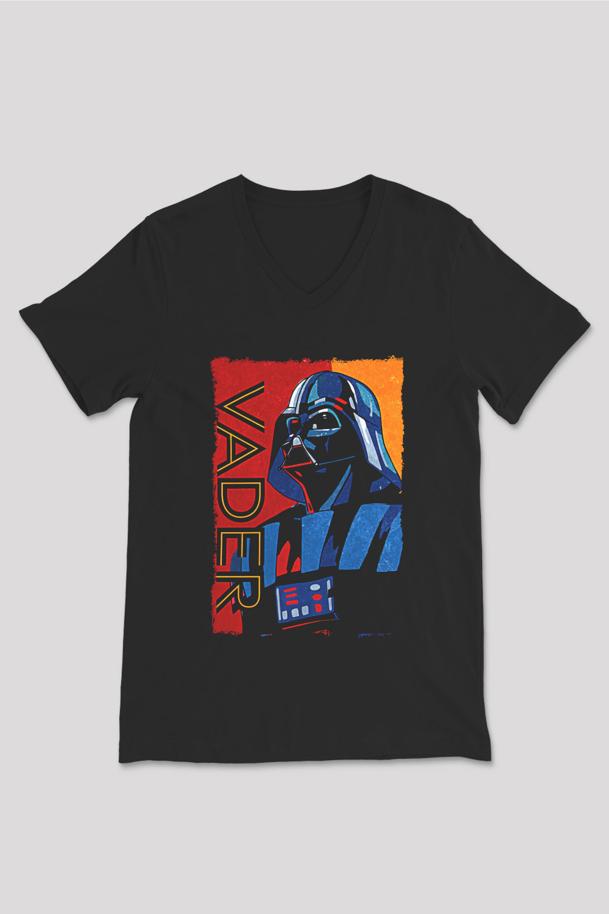Star Wars (Dart Vader) Baskılı Unisex Siyah V Yaka Tişört - Tshirt