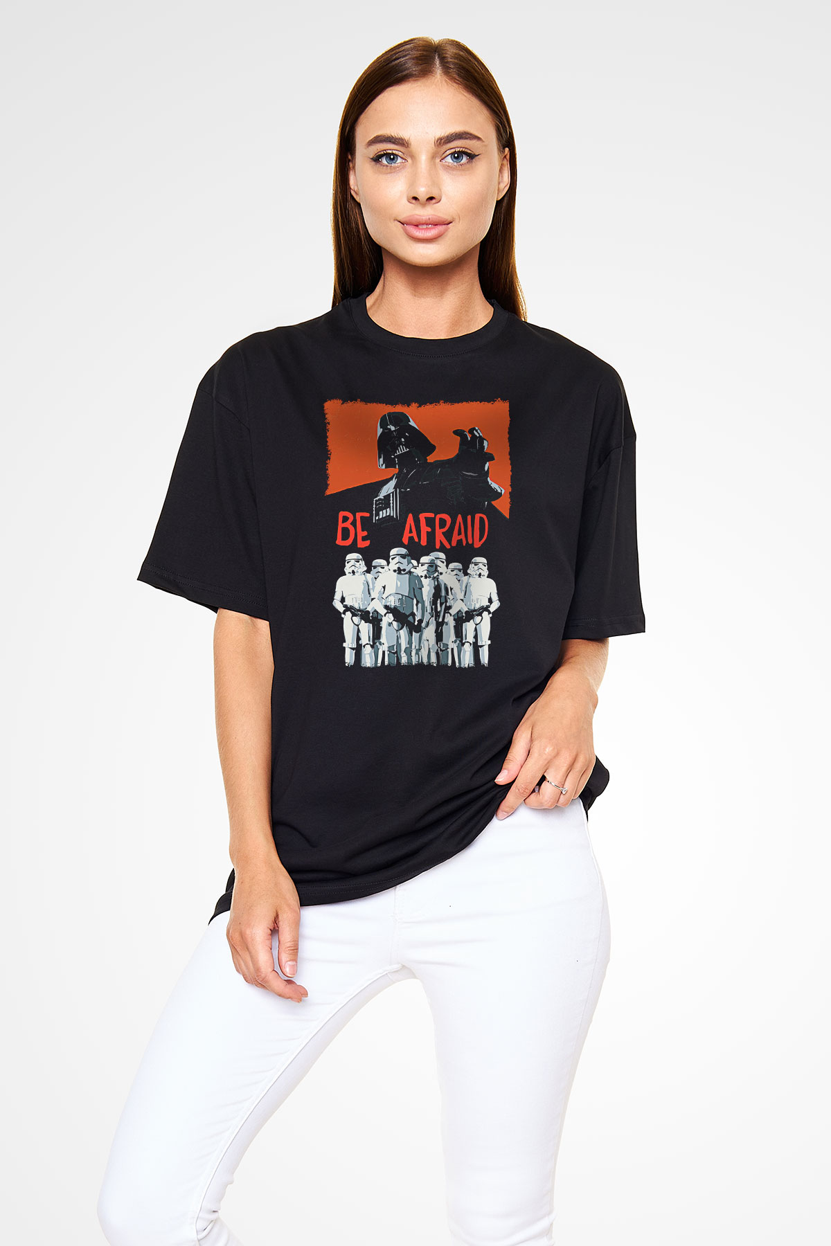 Star Wars (Dart Vader) Baskılı Unisex Siyah Oversize Tişört - Tshirt