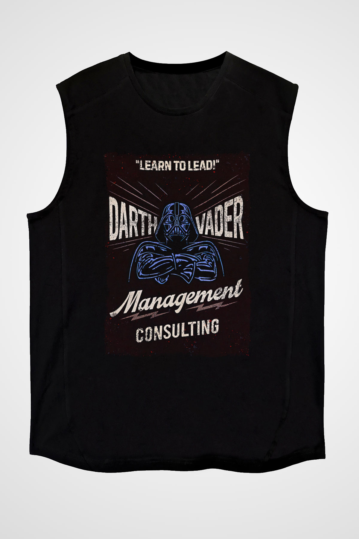 Star Wars (Dart Vader) Baskılı Unisex Siyah Kolsuz Tişört - Tshirt