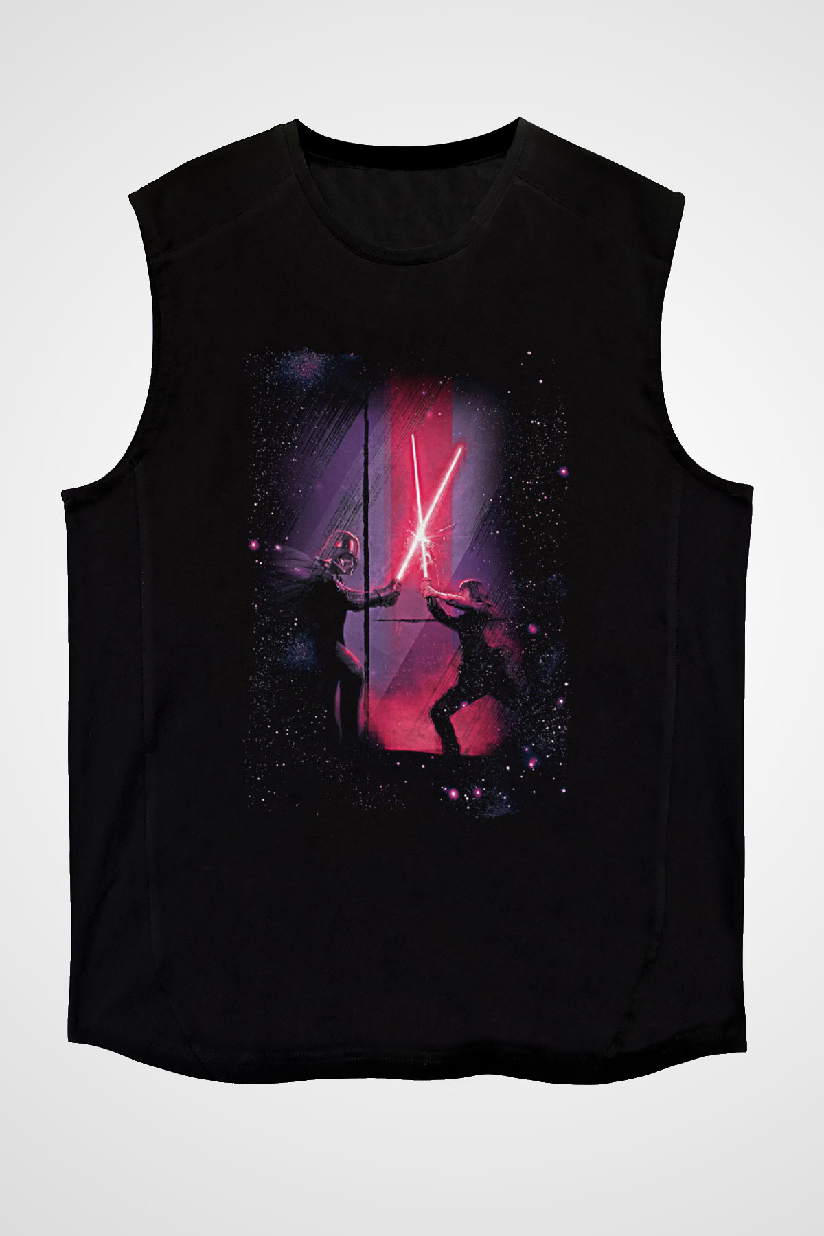 Star Wars (Dart Vader) Baskılı Unisex Siyah Kolsuz Tişört - Tshirt