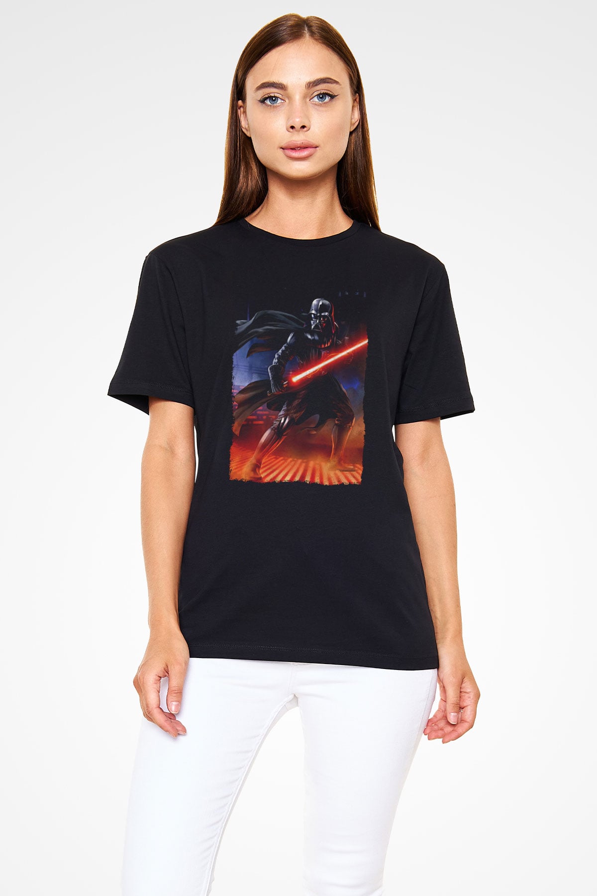Star Wars (Dart Vader) Baskılı Unisex Siyah Tişört - Tshirt