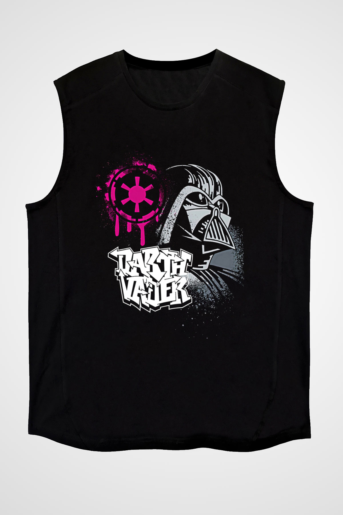 Star Wars (Dart Vader) Baskılı Unisex Siyah Kolsuz Tişört - Tshirt