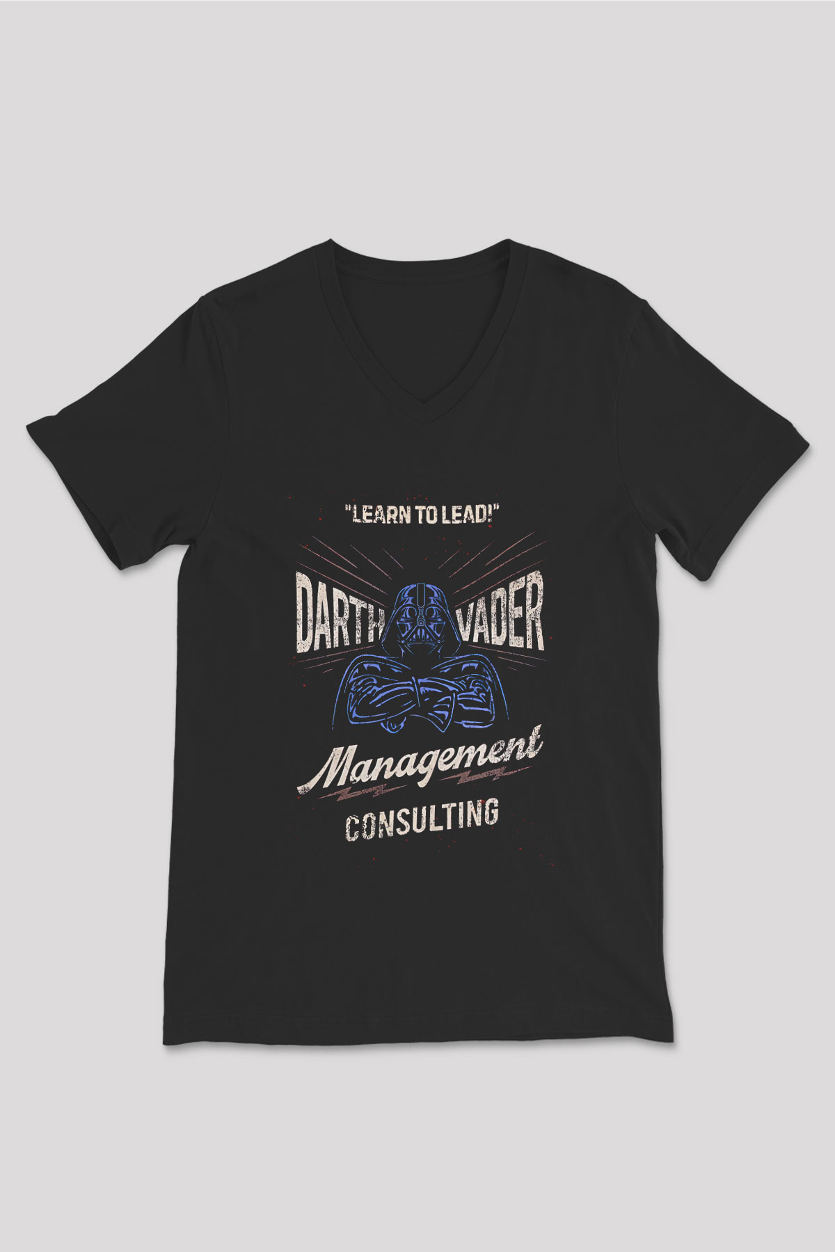 Star Wars (Dart Vader) Baskılı Unisex Siyah V Yaka Tişört - Tshirt