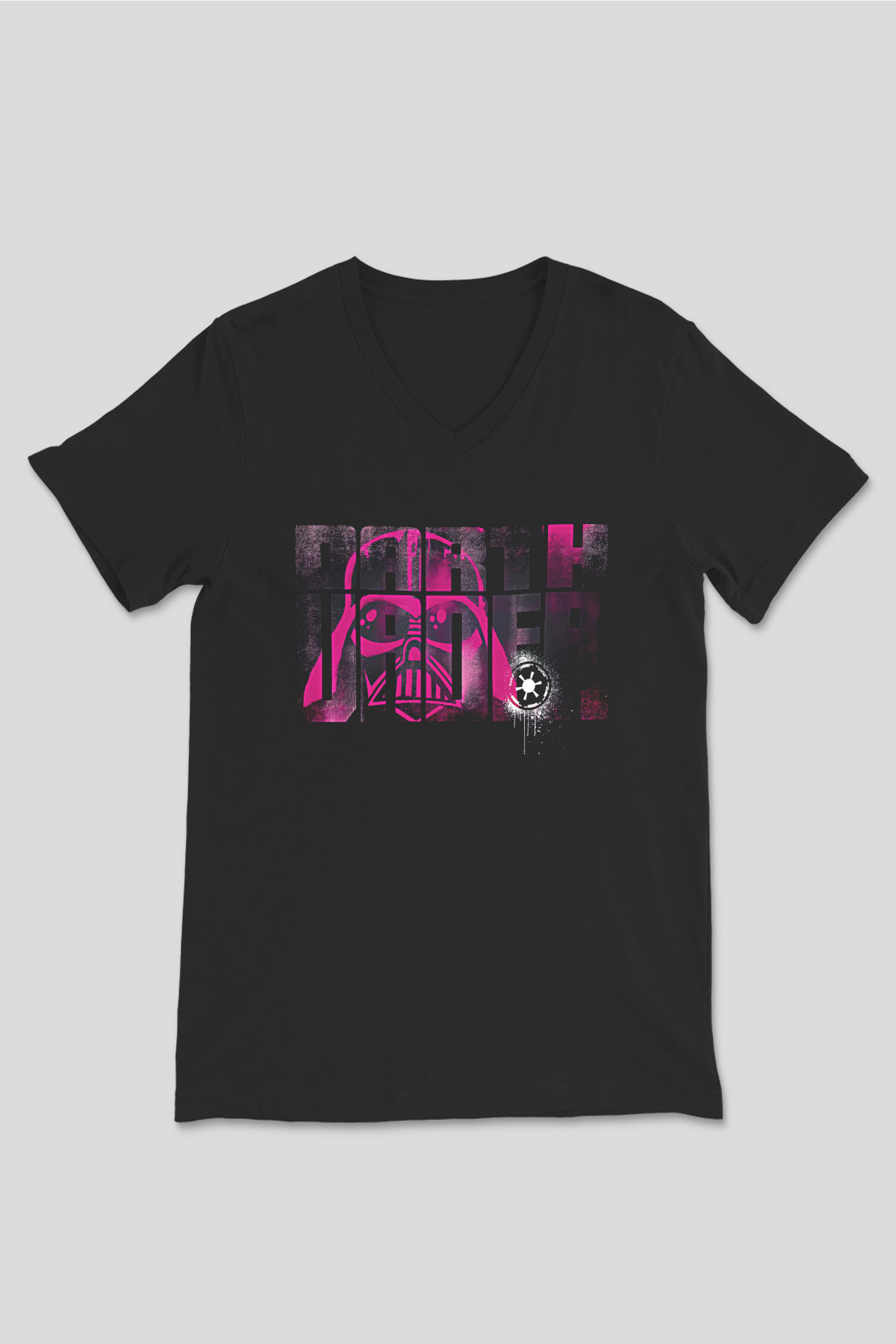 Star Wars (Dart Vader) Baskılı Unisex Siyah V Yaka Tişört - Tshirt