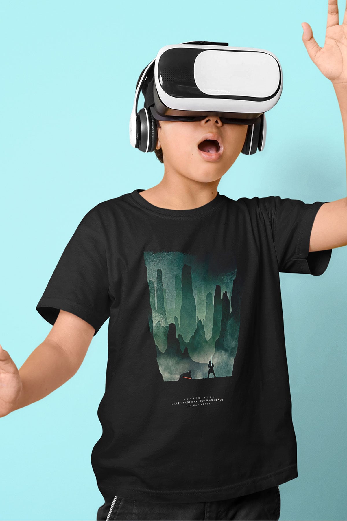 Star Wars (Dart Vader) Baskılı Unisex Siyah Çocuk Tişört - Tshirt