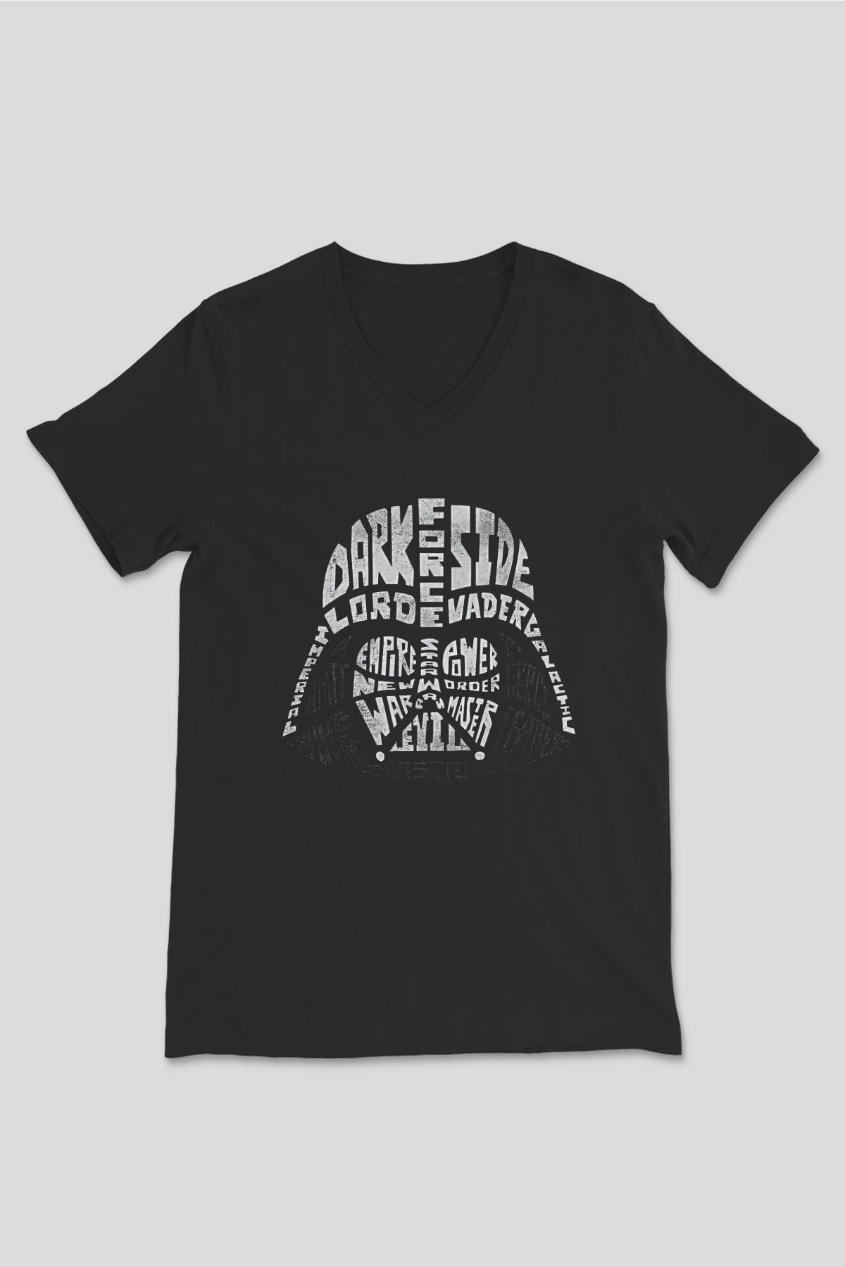 Star Wars (Dart Vader) Baskılı Unisex Siyah V Yaka Tişört - Tshirt