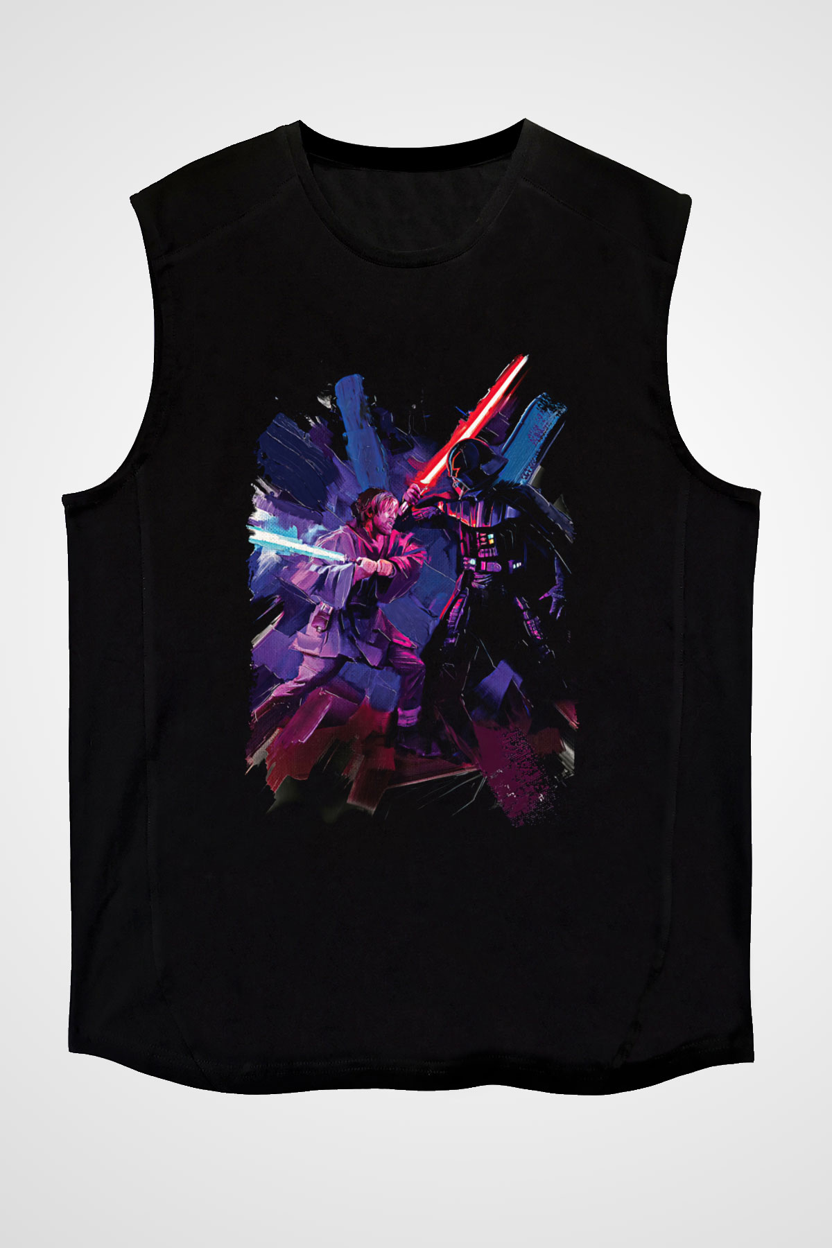 Star Wars (Dart Vader) Baskılı Unisex Siyah Kolsuz Tişört - Tshirt