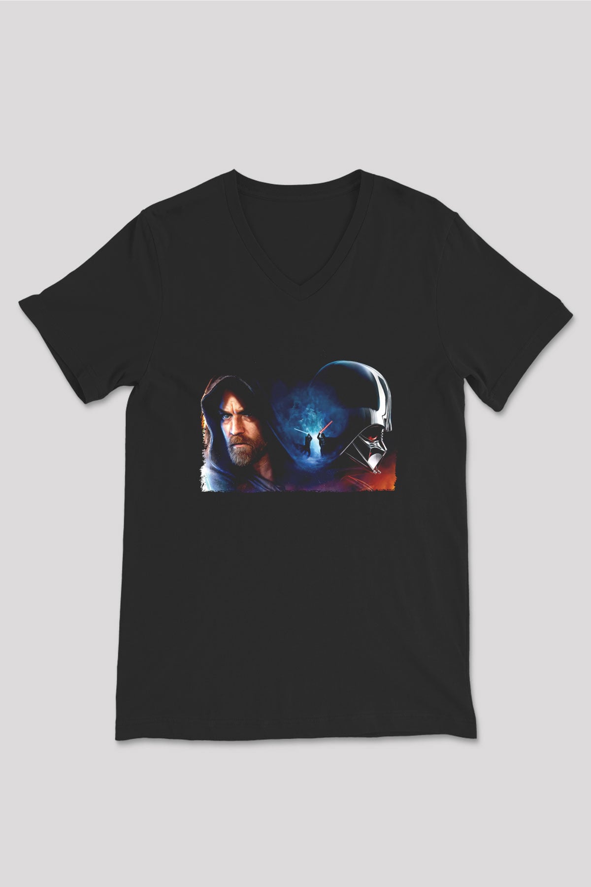 Star Wars (Dart Vader) Baskılı Unisex Siyah V Yaka Tişört - Tshirt