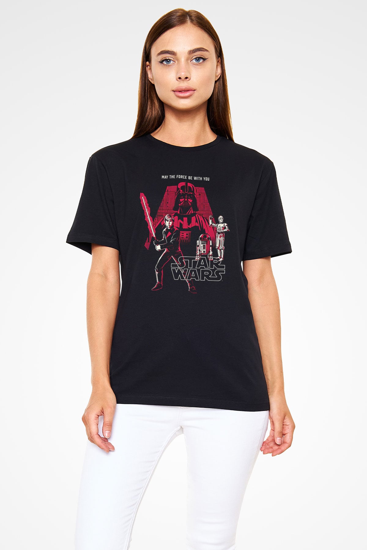 Star Wars (Dart Vader) Baskılı Unisex Siyah Tişört - Tshirt