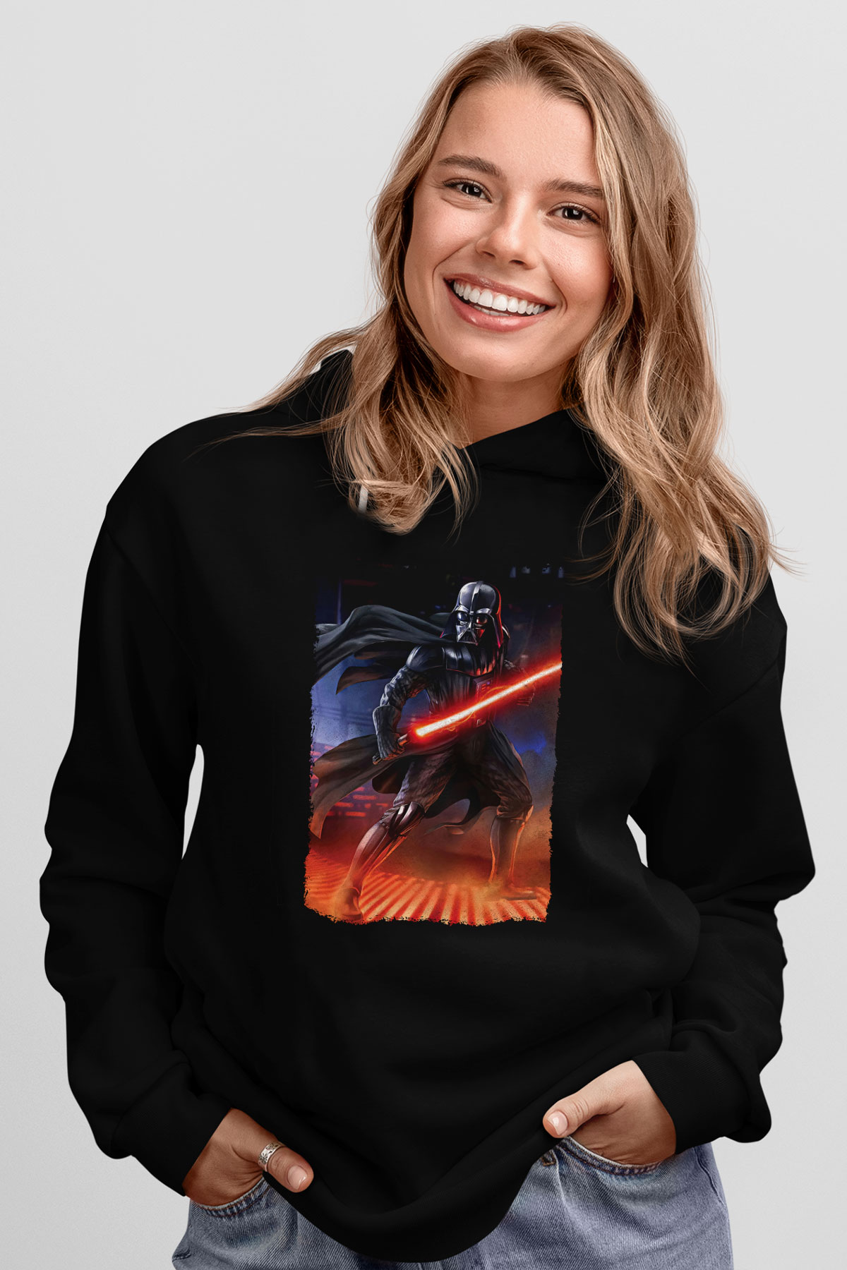 Star Wars (Dart Vader) Baskılı Unisex Siyah Hoodie