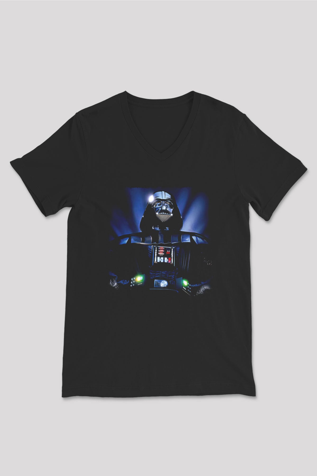 Star Wars (Dart Vader) Baskılı Unisex Siyah V Yaka Tişört - Tshirt