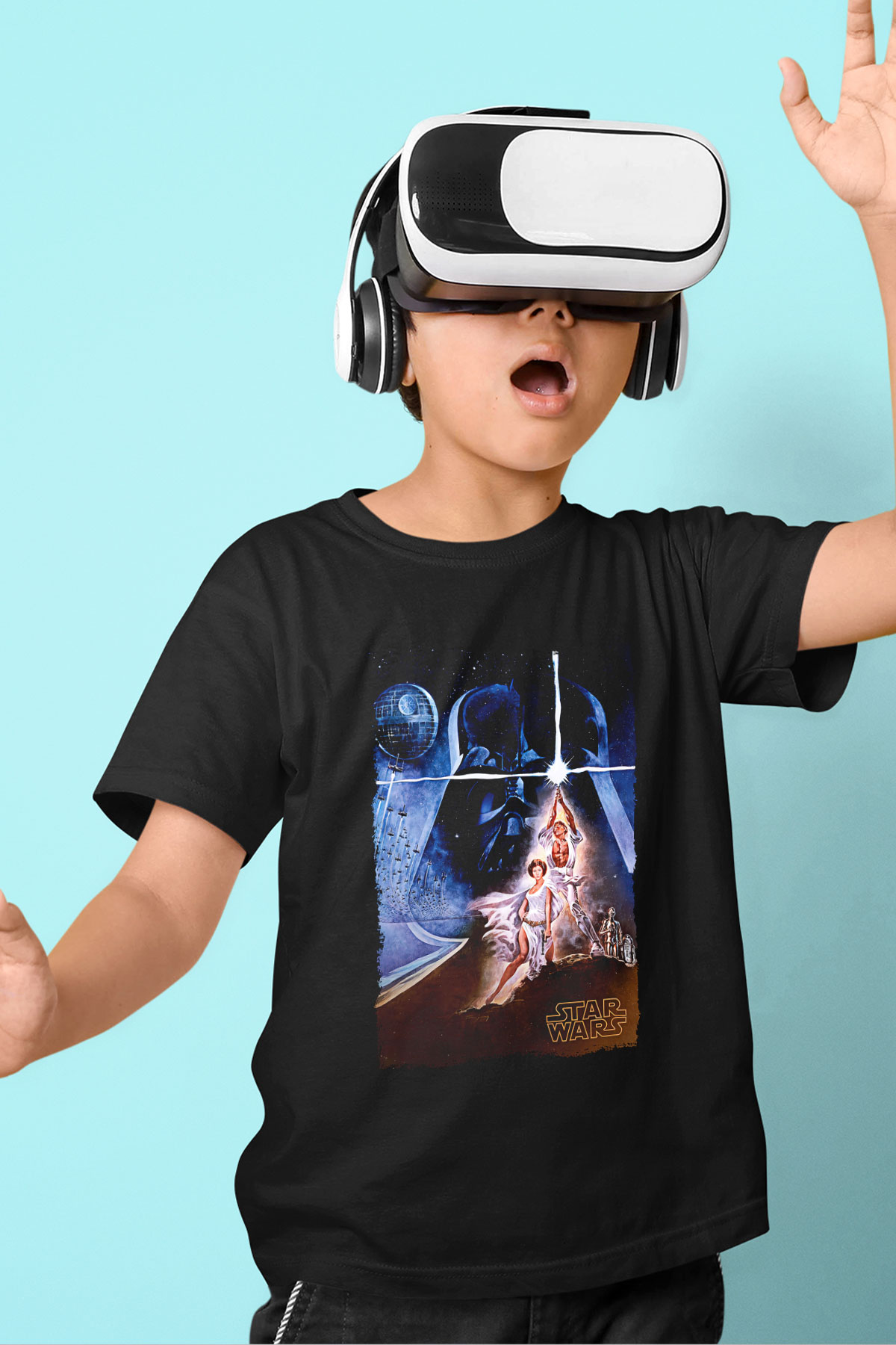 Star Wars (Dart Vader) Baskılı Unisex Siyah Çocuk Tişört - Tshirt