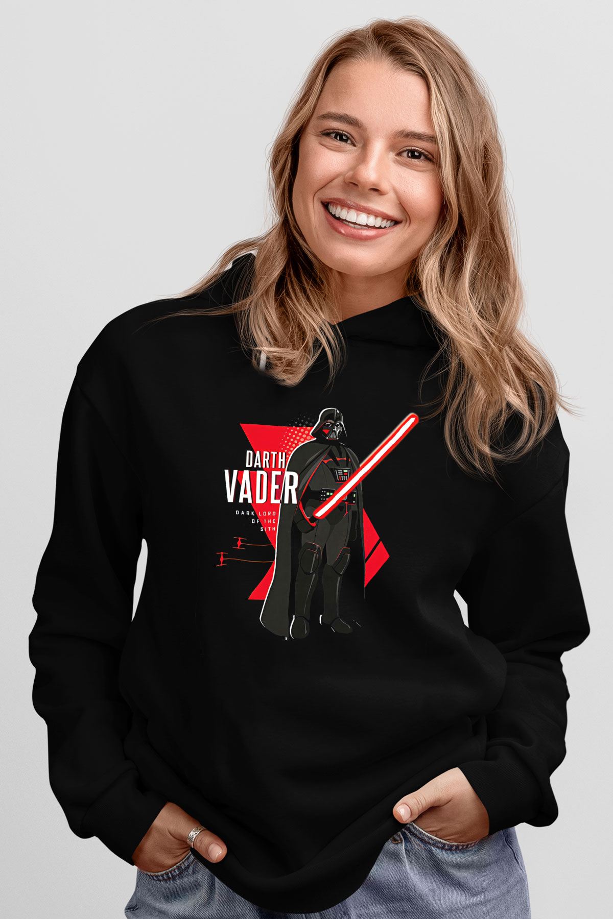 Star Wars (Dart Vader) Baskılı Unisex Siyah Hoodie
