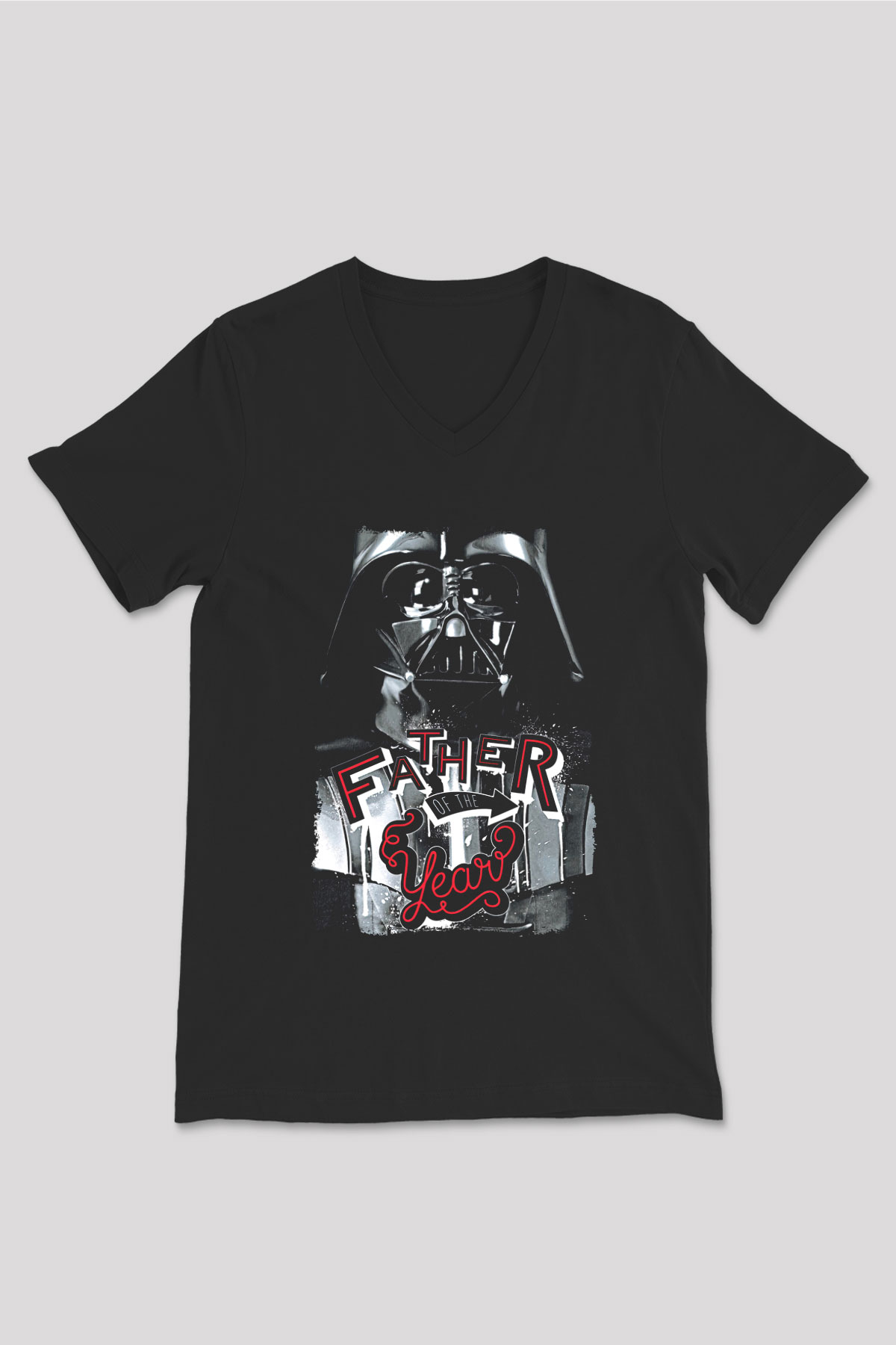 Star Wars (Dart Vader) Baskılı Unisex Siyah V Yaka Tişört - Tshirt