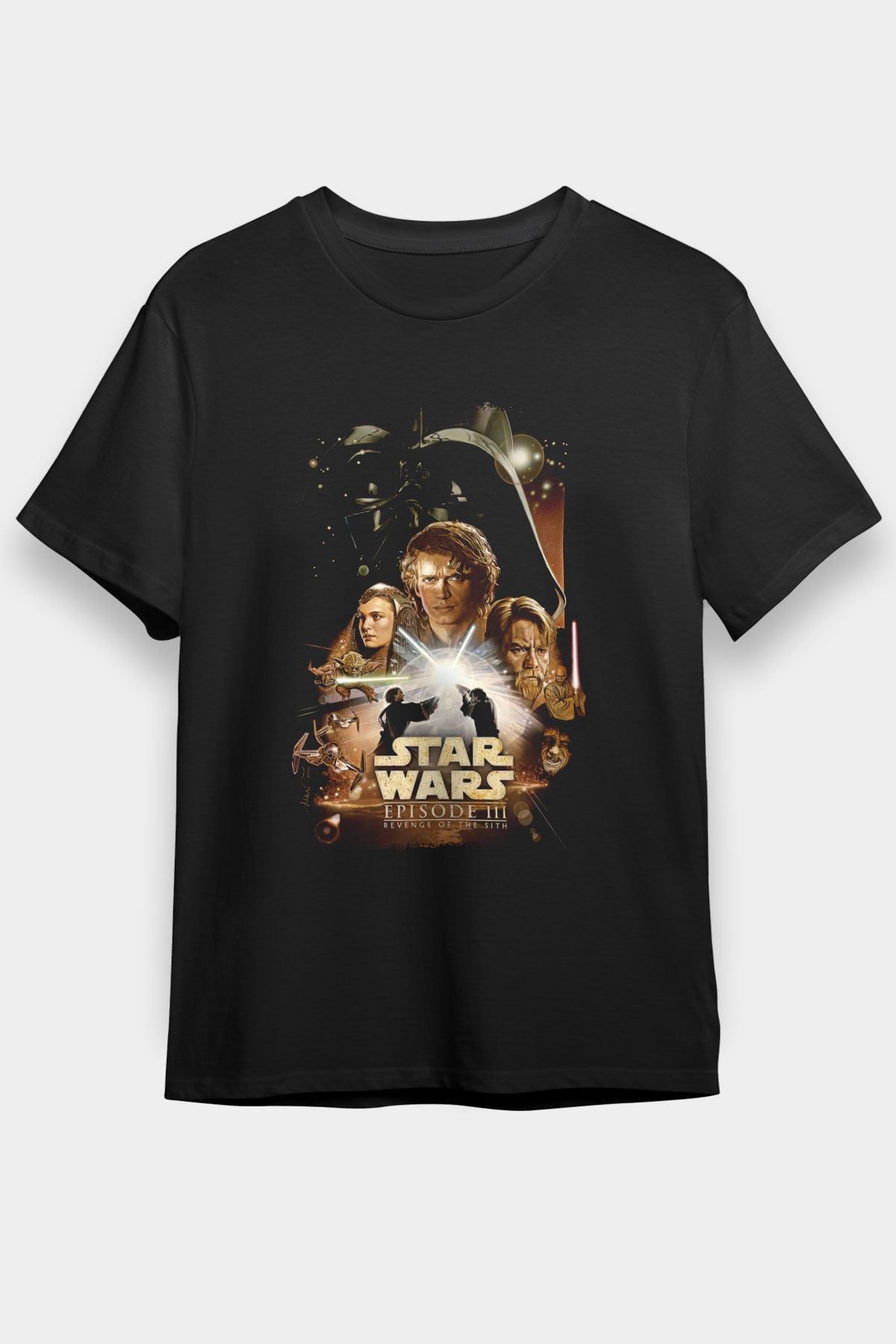 Star Wars (Dart Vader) Baskılı Unisex Siyah Tişört - Tshirt