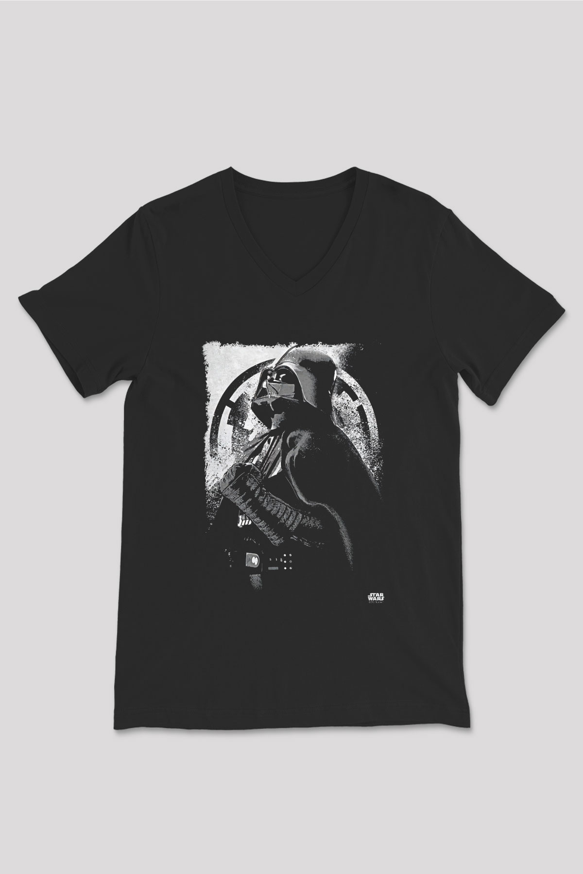 Star Wars (Dart Vader) Baskılı Unisex Siyah V Yaka Tişört - Tshirt