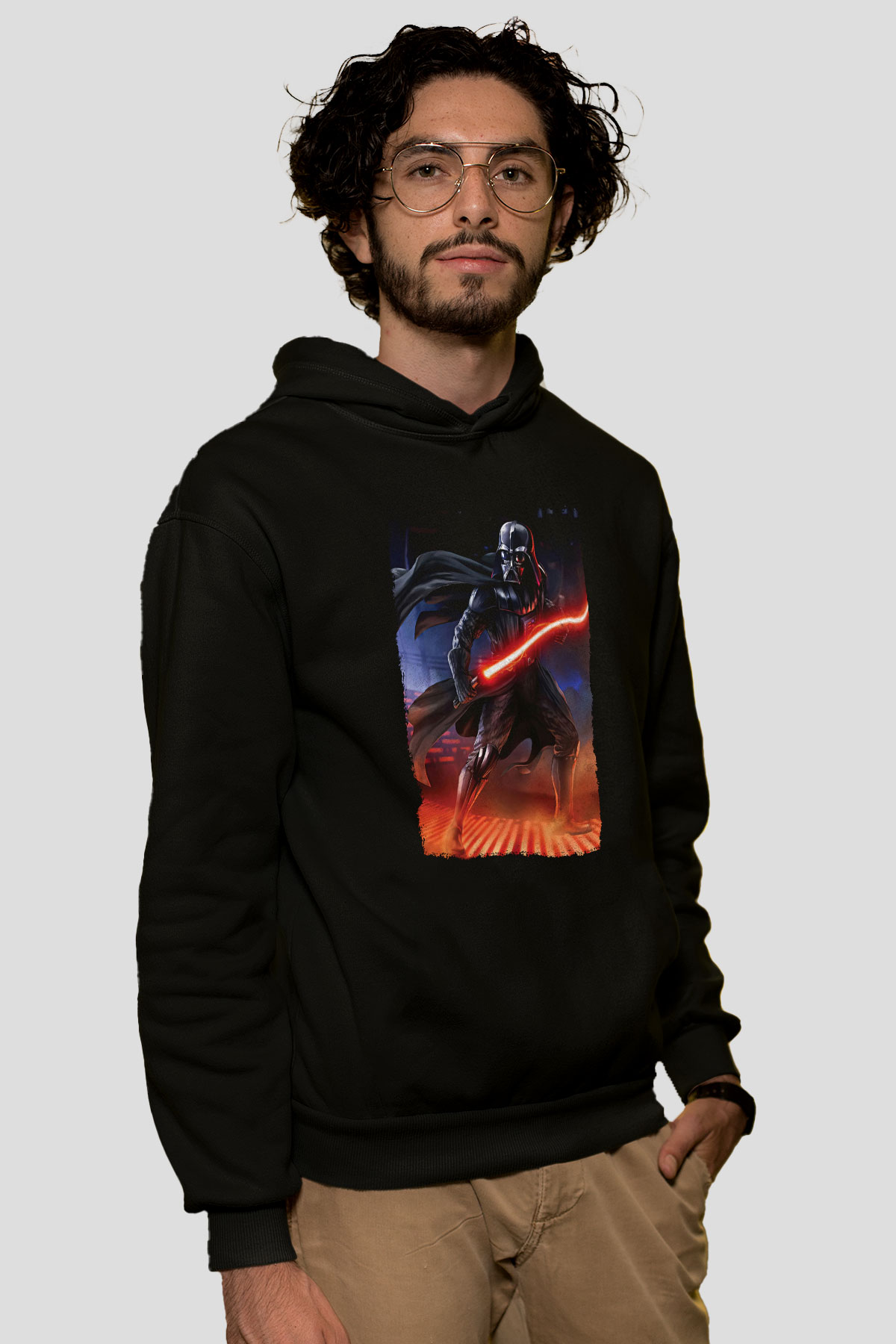Star Wars (Dart Vader) Baskılı Unisex Siyah Hoodie