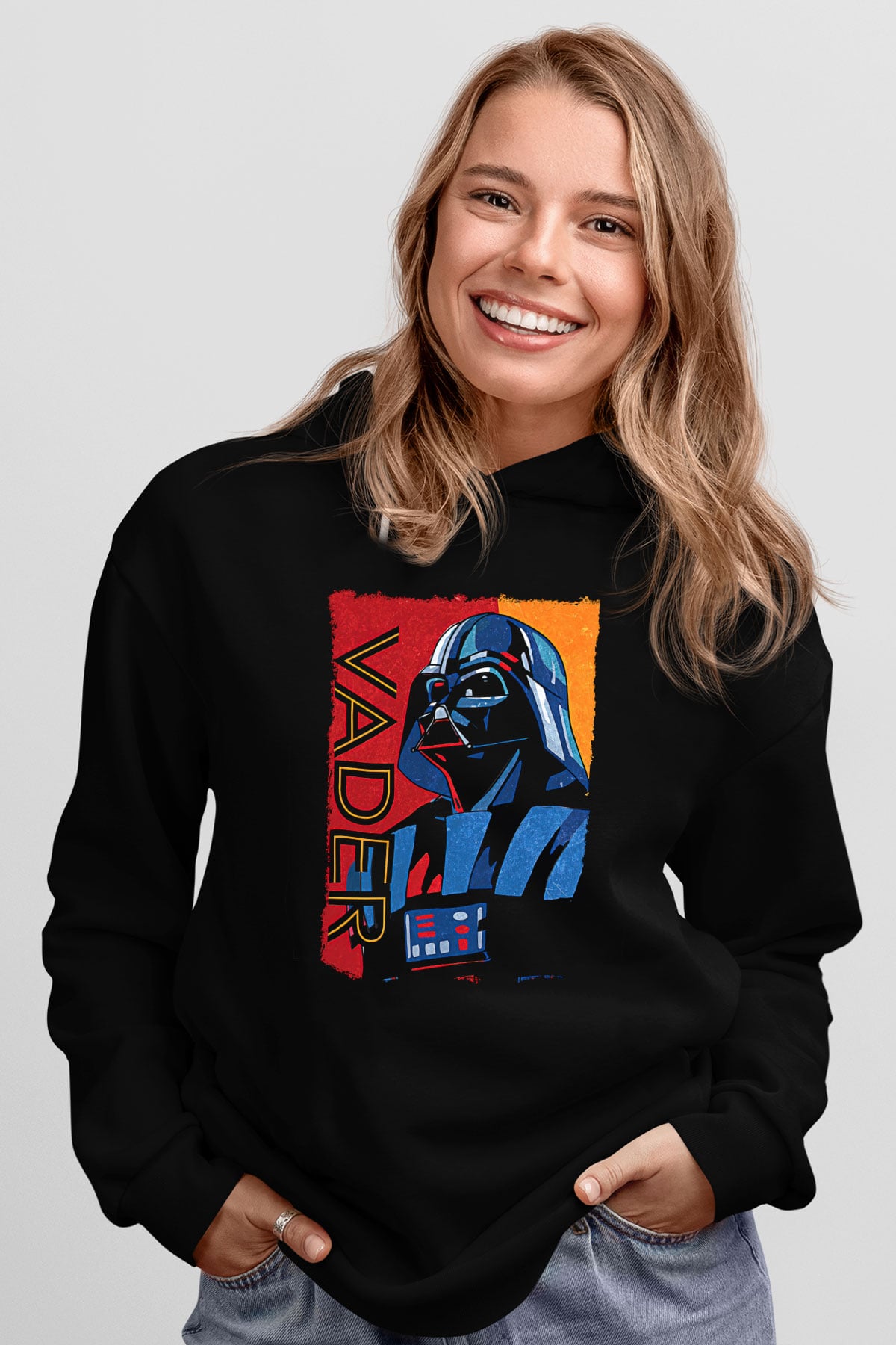 Star Wars (Dart Vader) Baskılı Unisex Siyah Hoodie