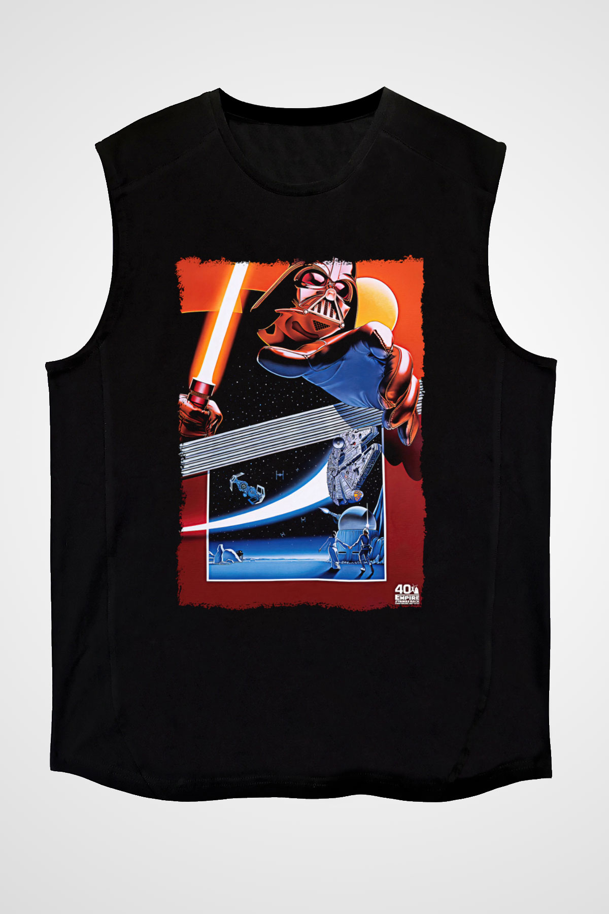 Star Wars (Dart Vader) Baskılı Unisex Siyah Kolsuz Tişört - Tshirt