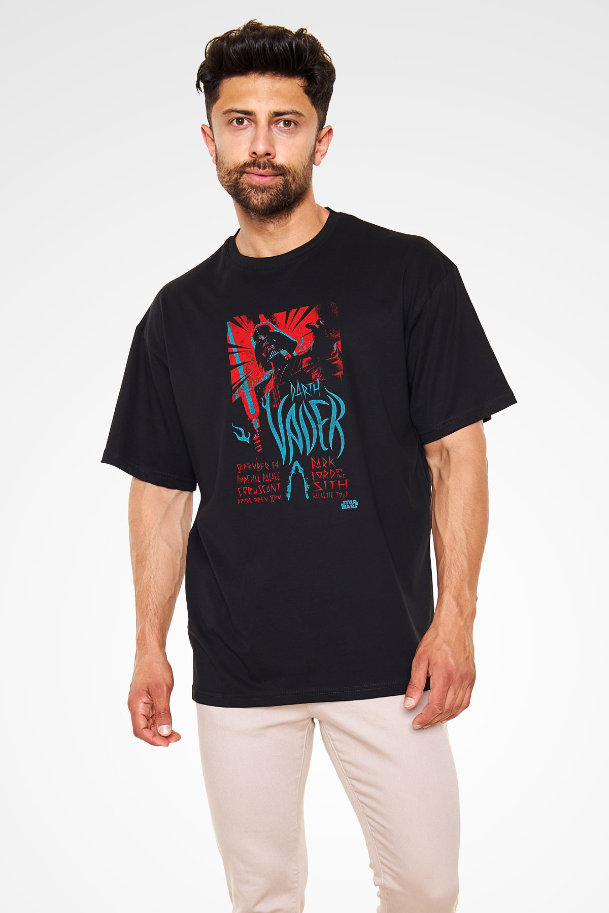 Star Wars (Dart Vader) Baskılı Unisex Siyah Oversize Tişört - Tshirt