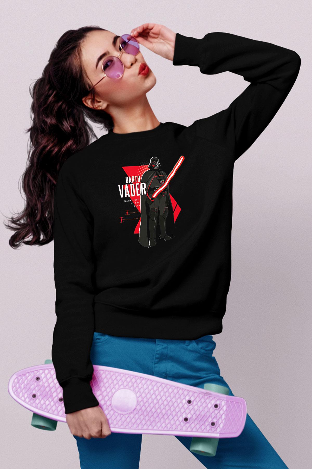 Star Wars (Dart Vader) Baskılı Unisex Siyah Sweatshirt