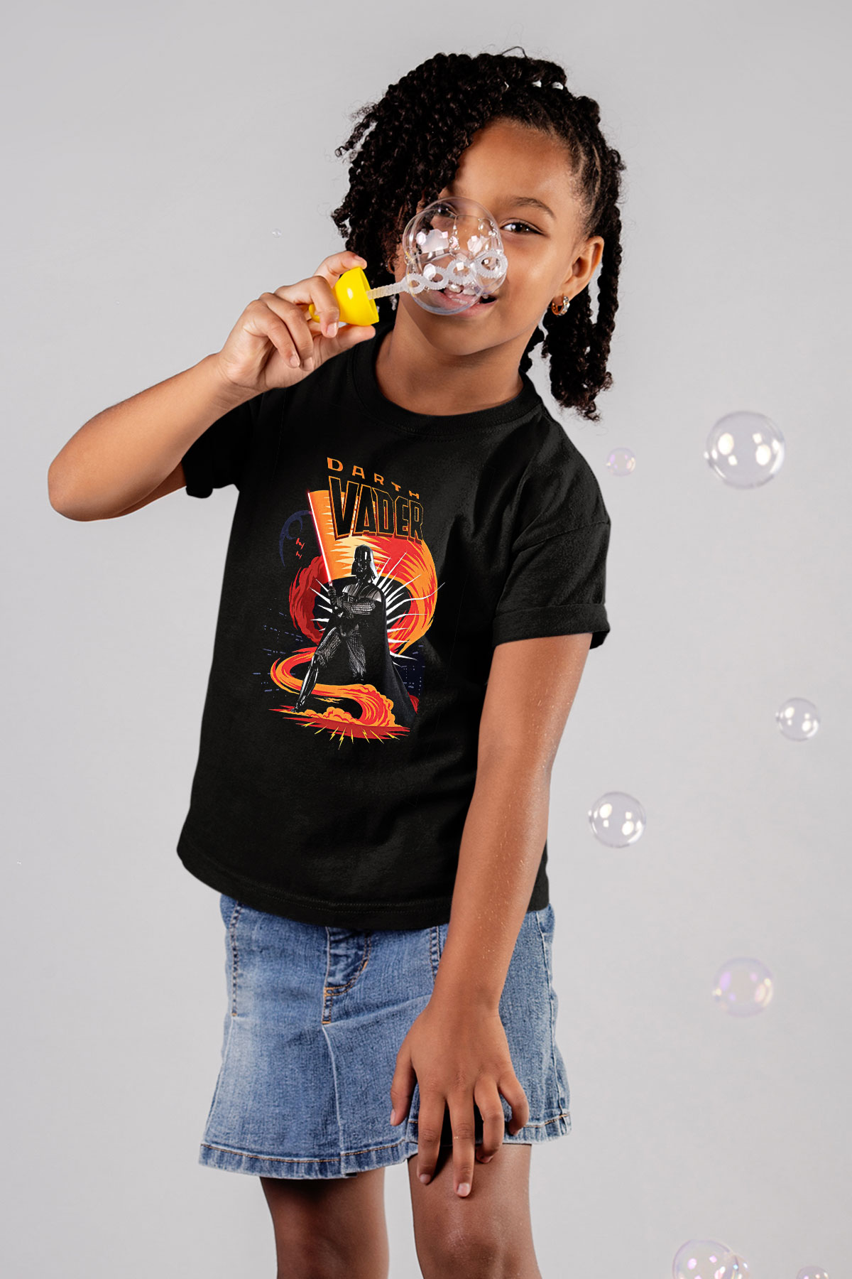 Star Wars (Dart Vader) Baskılı Unisex Siyah Çocuk Tişört - Tshirt