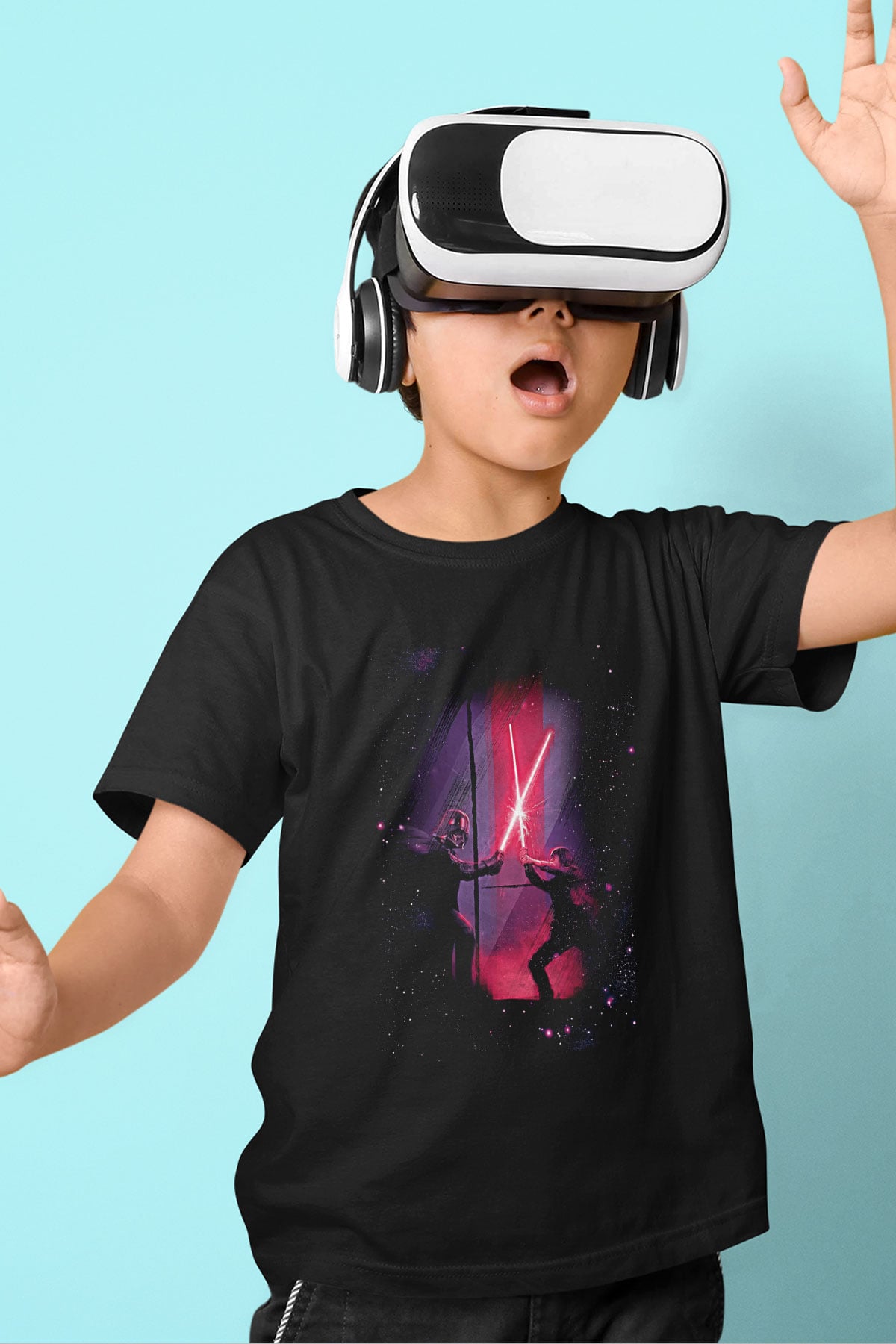 Star Wars (Dart Vader) Baskılı Unisex Siyah Çocuk Tişört - Tshirt