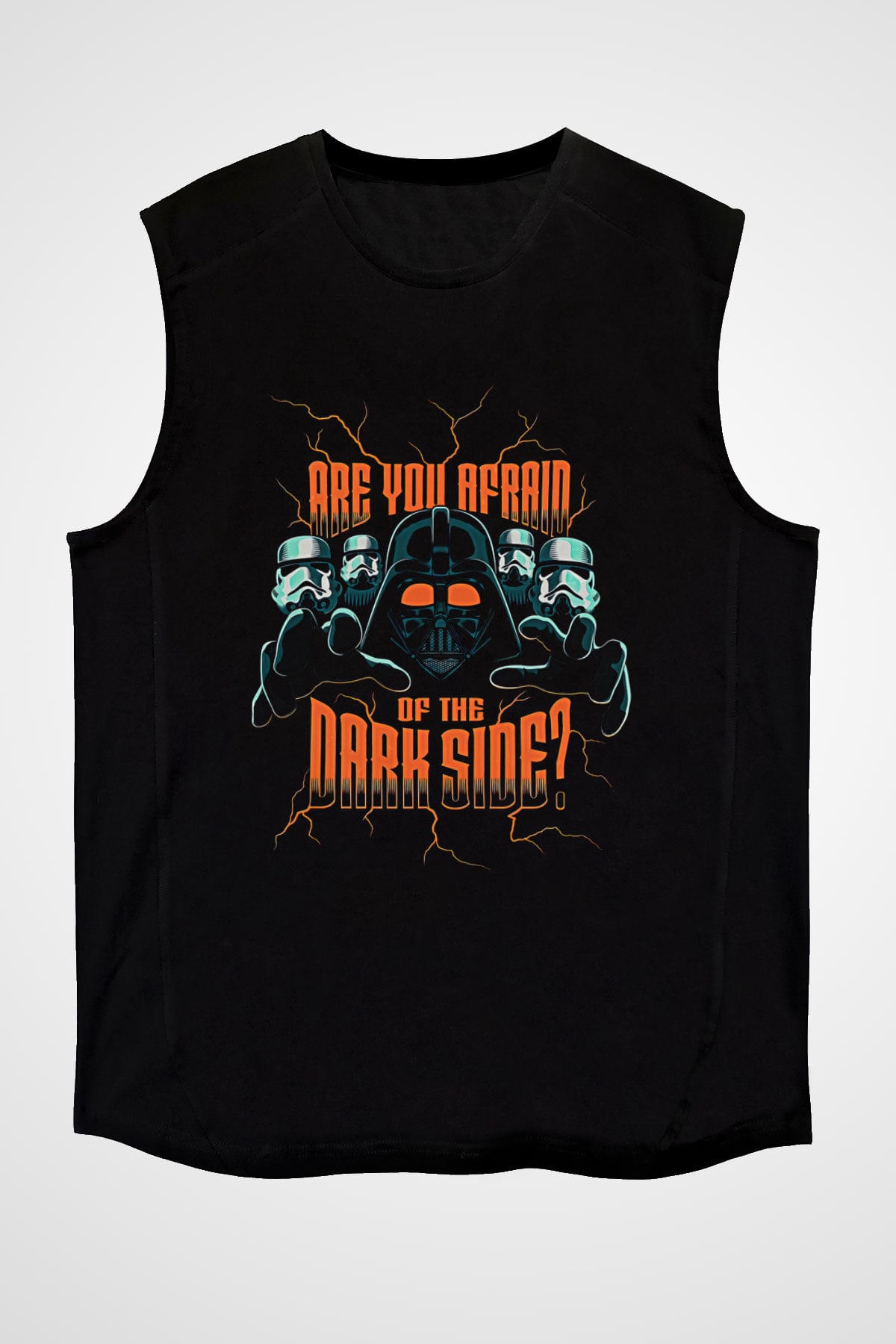 Star Wars (Dart Vader) Baskılı Unisex Siyah Kolsuz Tişört - Tshirt