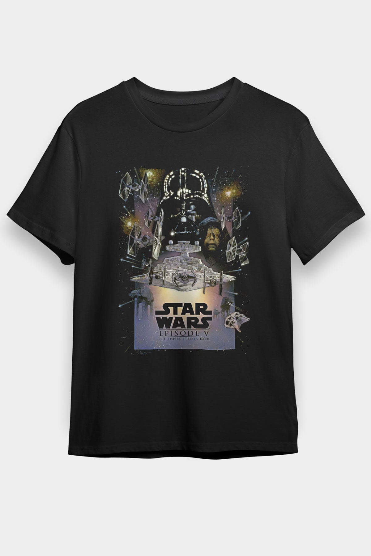 Star Wars (Dart Vader) Baskılı Unisex Siyah Tişört - Tshirt