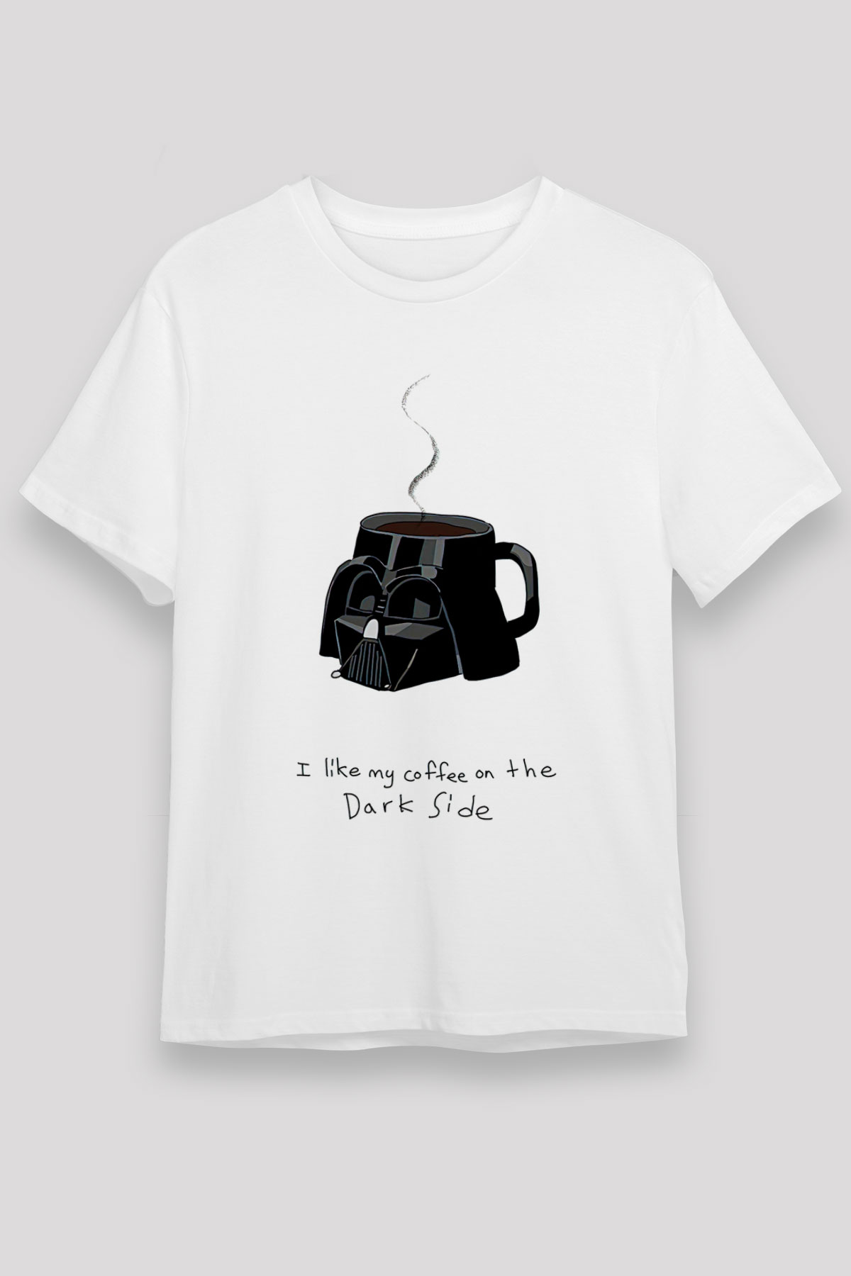 Star Wars (Dart Vader) Unisex Baskılı Beyaz Tişört - Tshirt