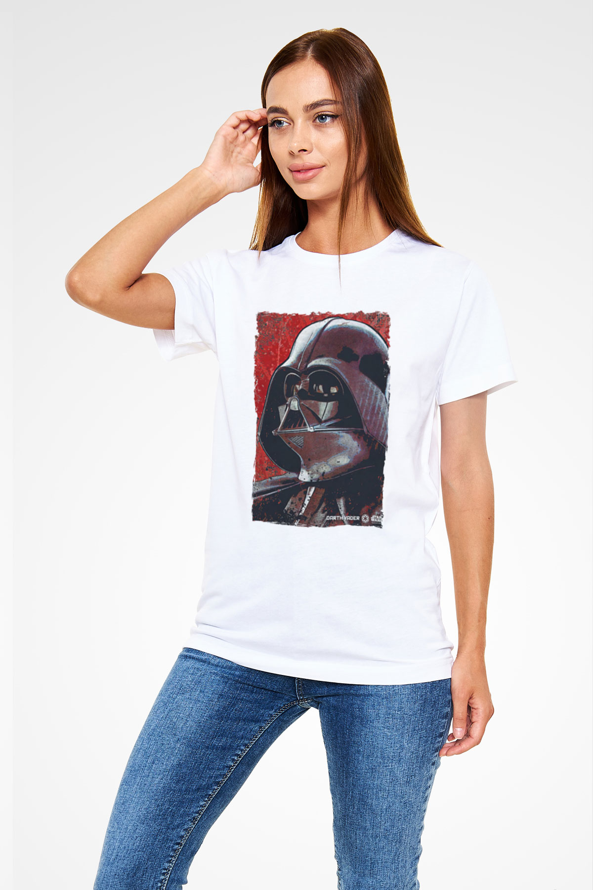 Star Wars (Dart Vader) Unisex Baskılı Beyaz Tişört - Tshirt