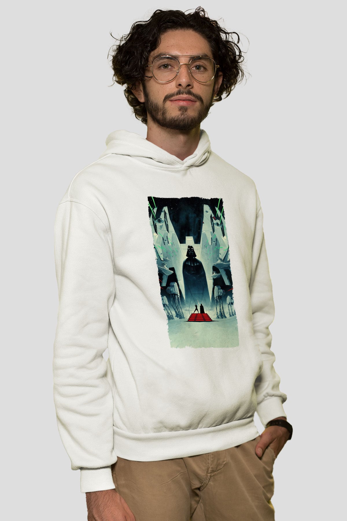 Star Wars İmparatorun Dönüşü (The Empire Strikes Back) Baskılı Beyaz Unisex Kapüşonlu Sweatshirt