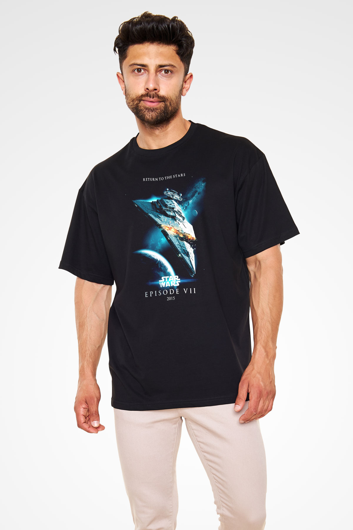 Star Wars Siyah Unisex Oversize Tişört T-Shirt